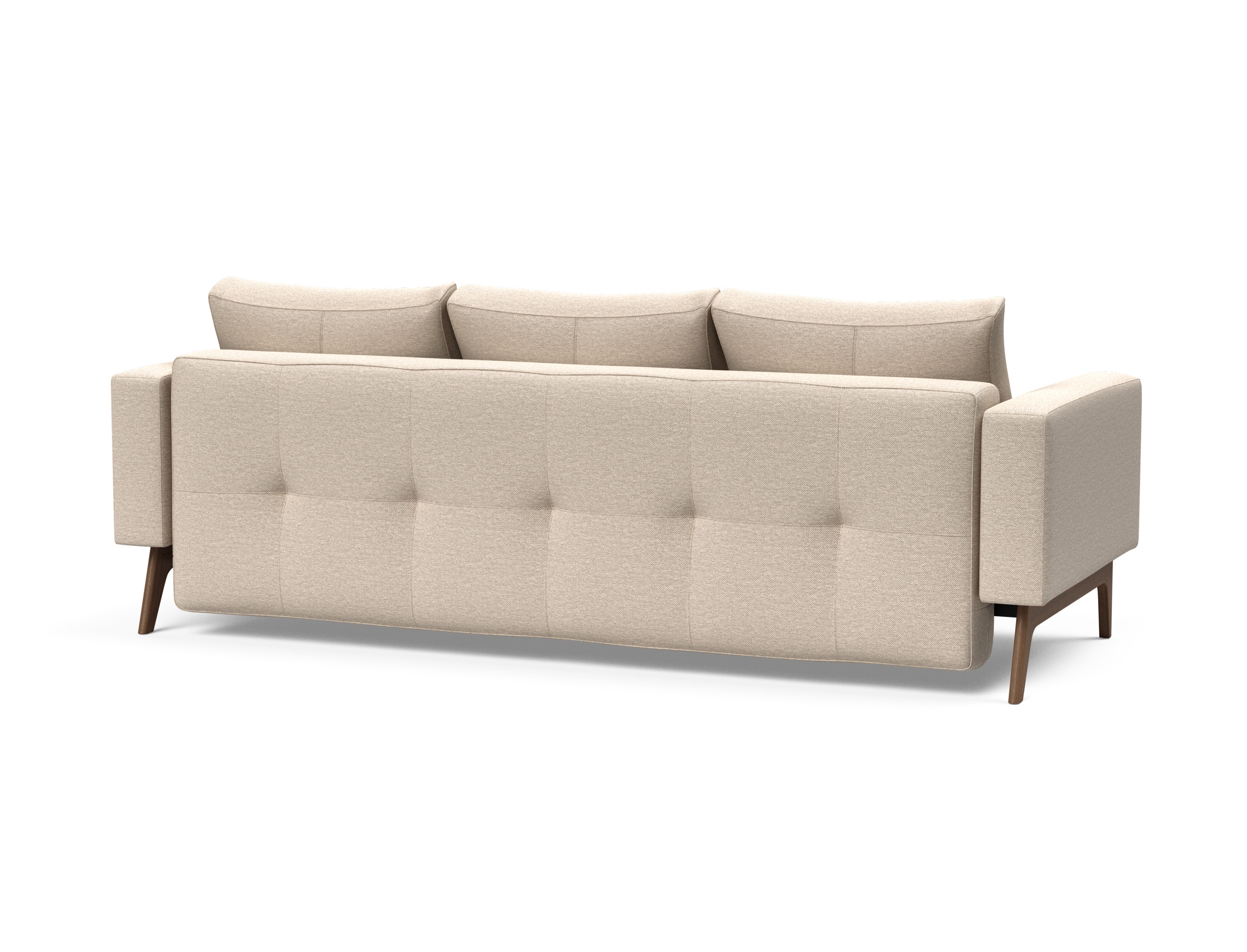 Cassius Quilt Fabric Sofa Bed w/Dark Wood Legs