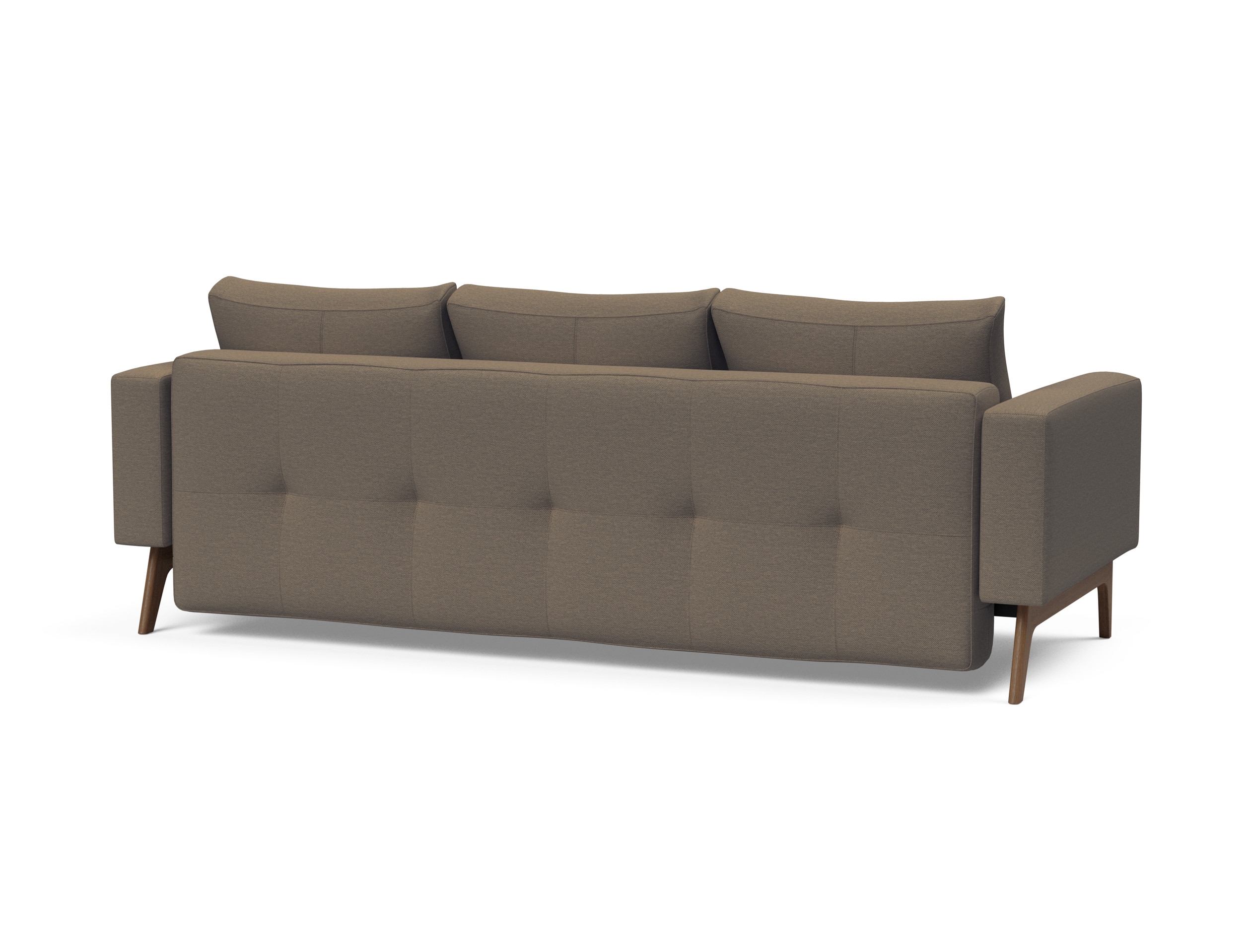 Cassius Quilt Fabric Sofa Bed w/Dark Wood Legs