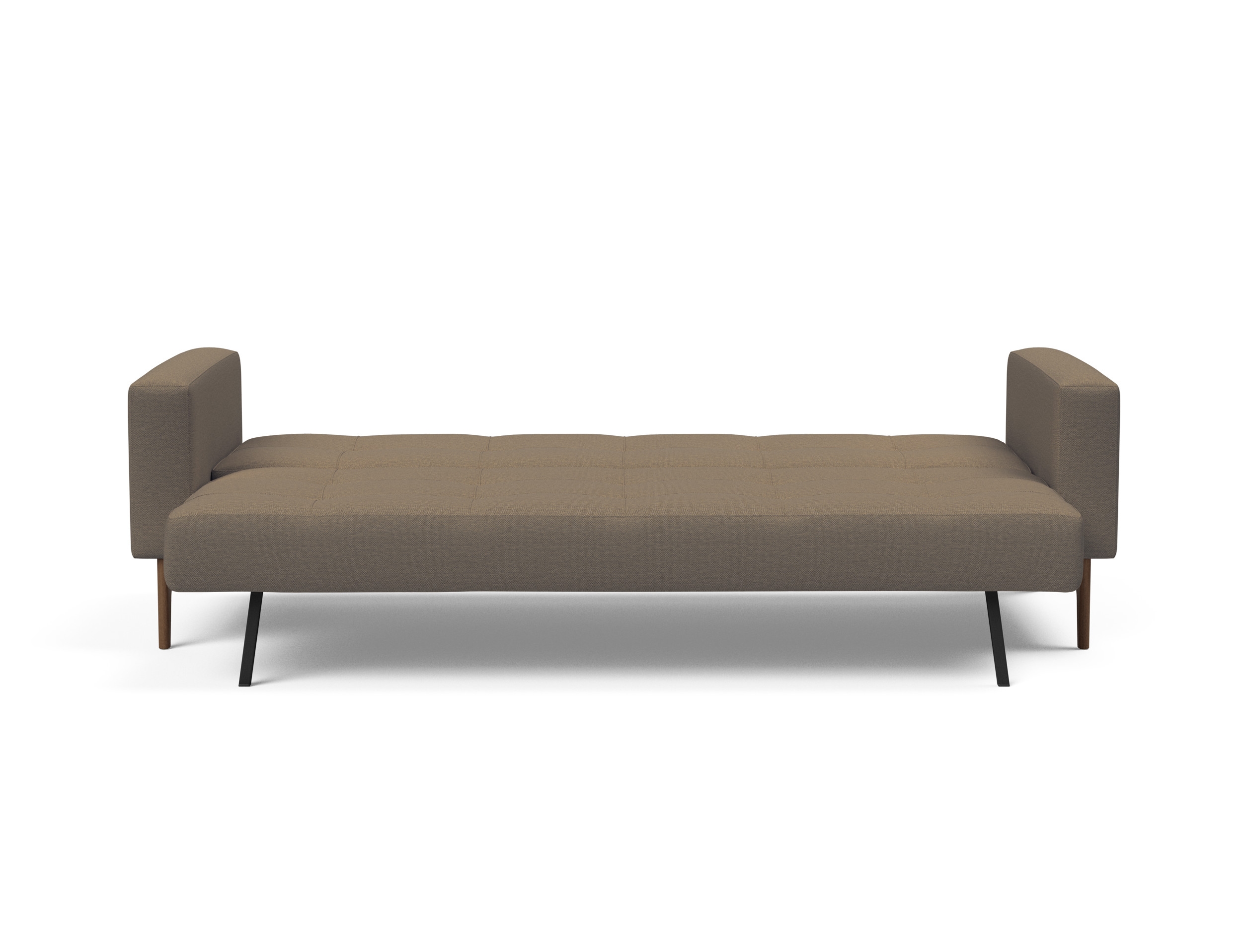 Cassius Quilt Fabric Sofa Bed w/Dark Wood Legs