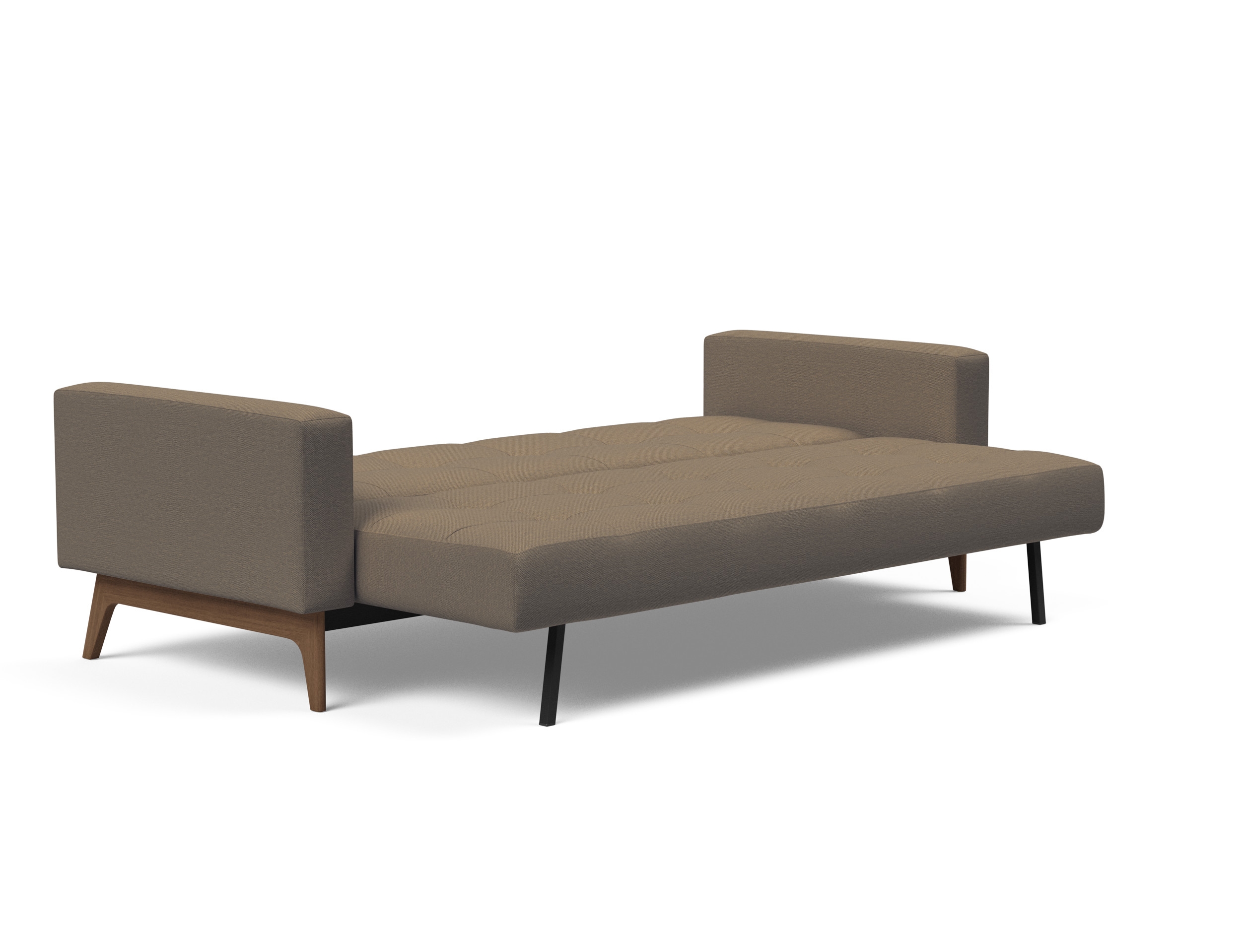 Cassius Quilt Fabric Sofa Bed w/Dark Wood Legs