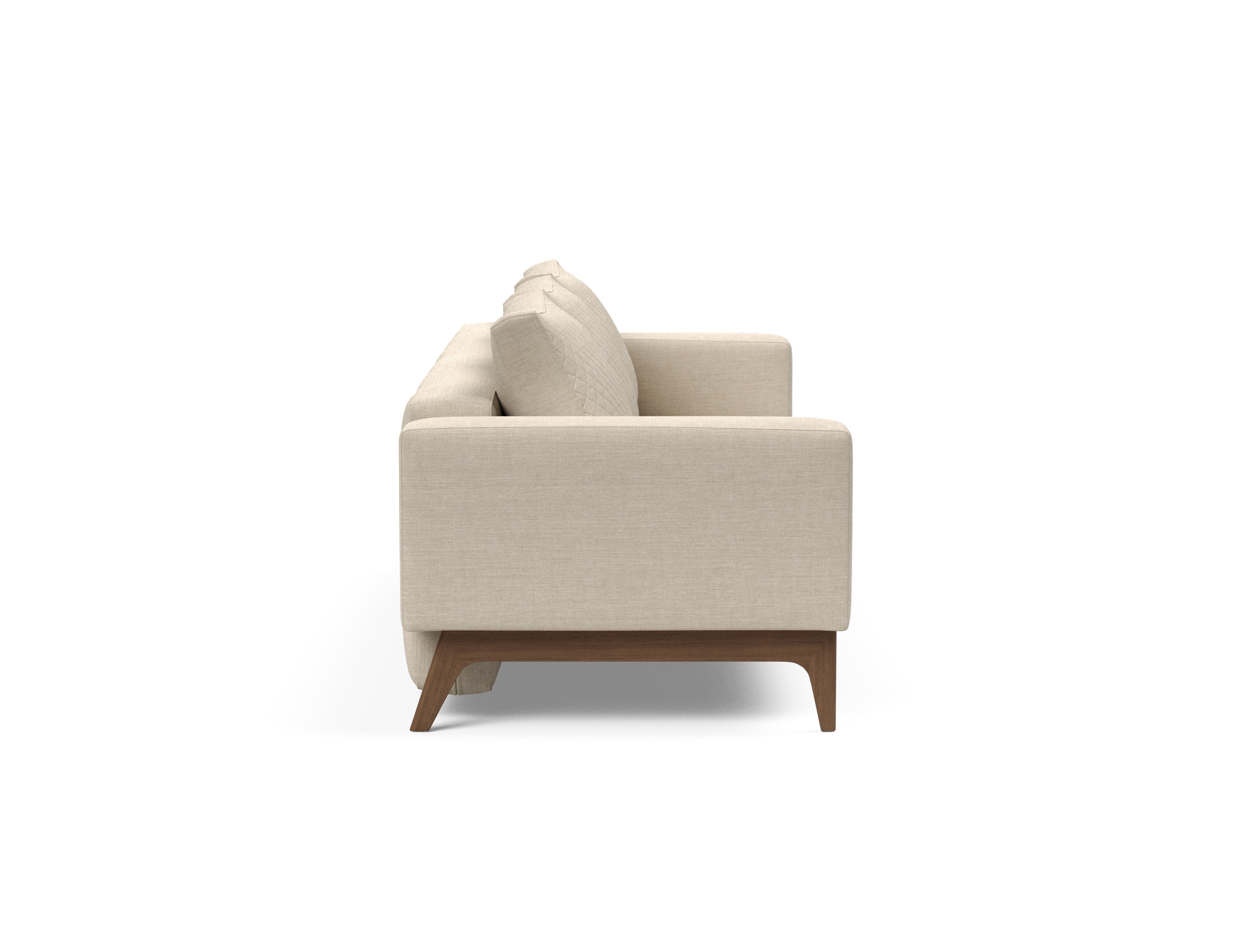 Cassius Quilt Fabric Sofa Bed w/Dark Wood Legs