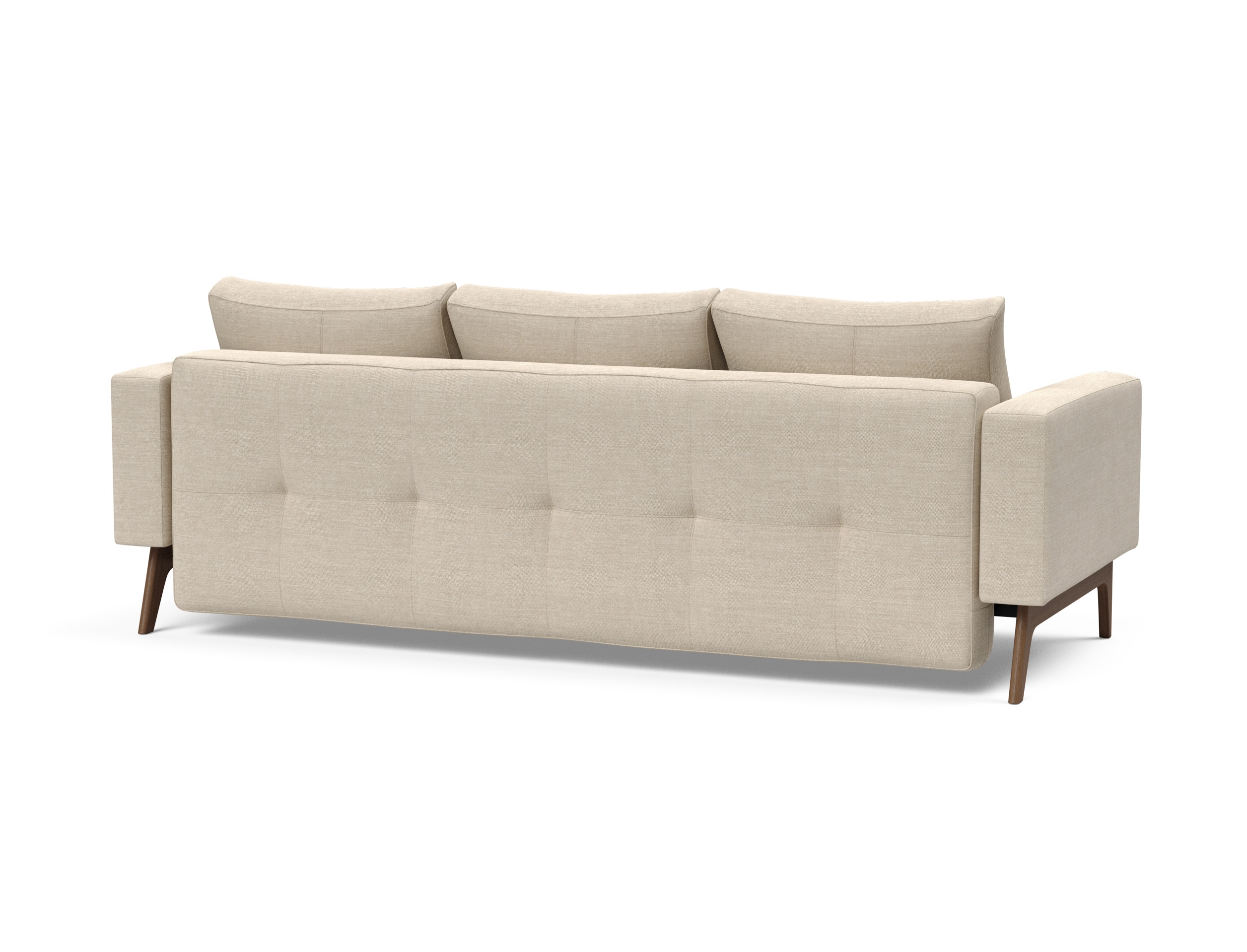 Cassius Quilt Fabric Sofa Bed w/Dark Wood Legs