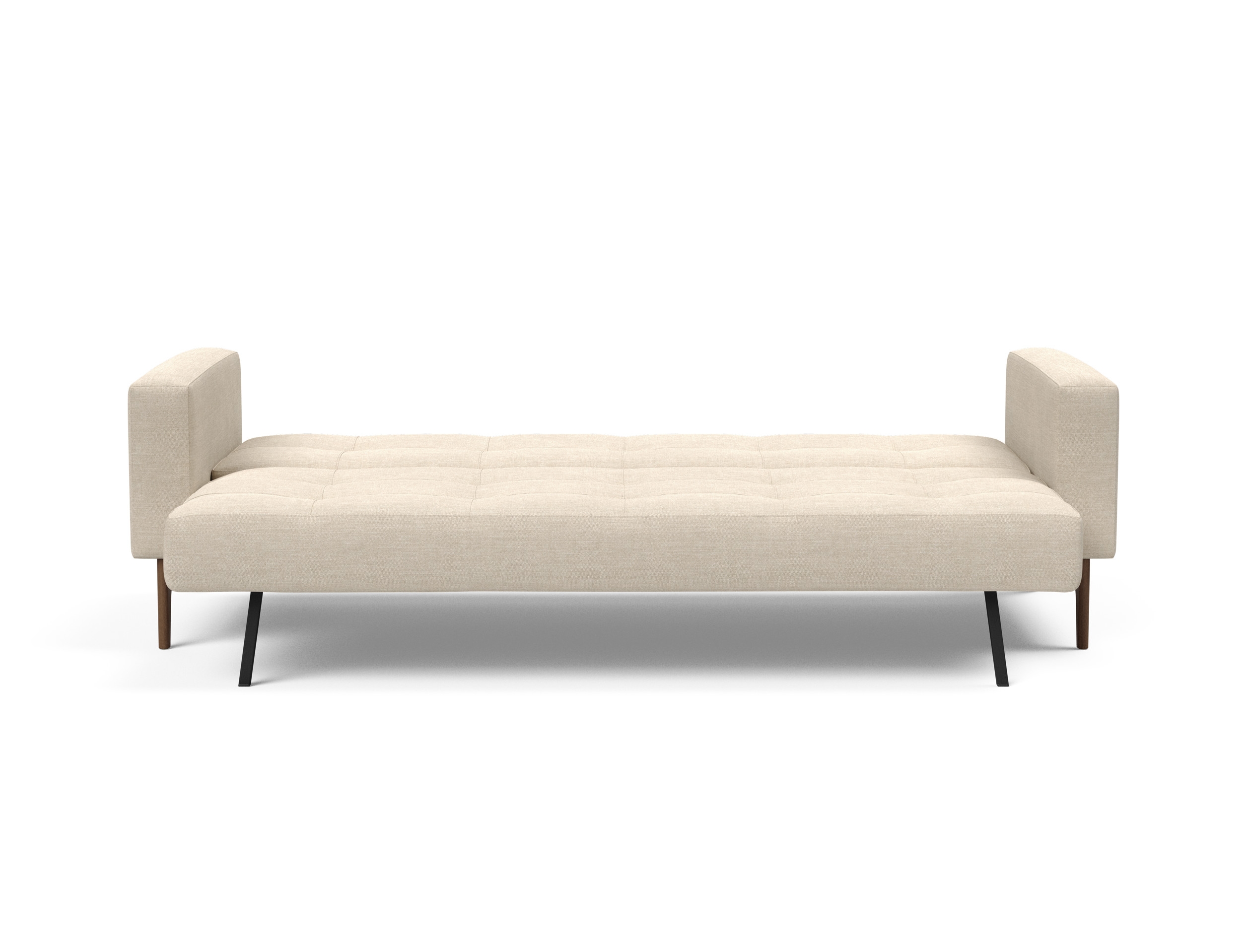 Cassius Quilt Fabric Sofa Bed w/Dark Wood Legs
