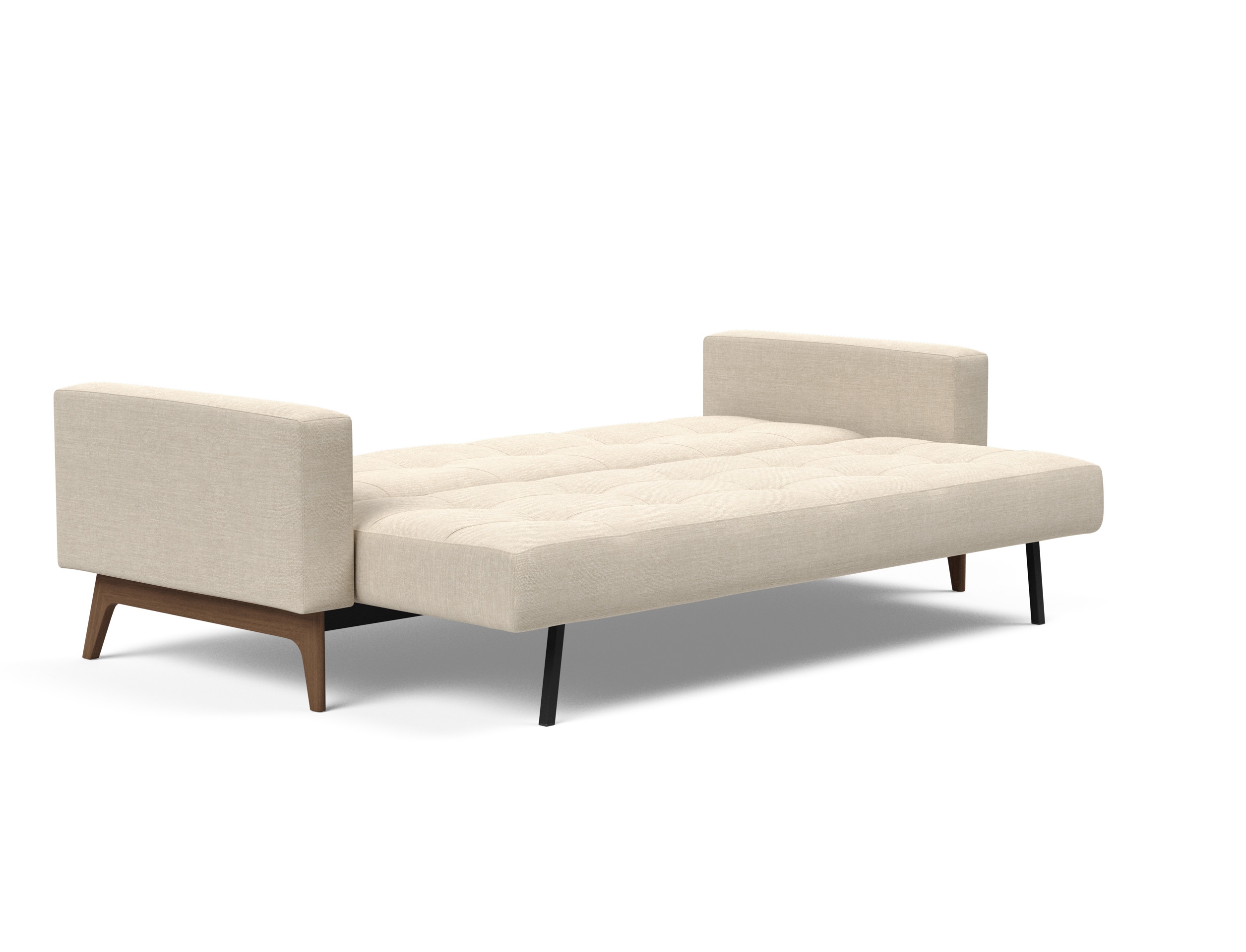 Cassius Quilt Fabric Sofa Bed w/Dark Wood Legs