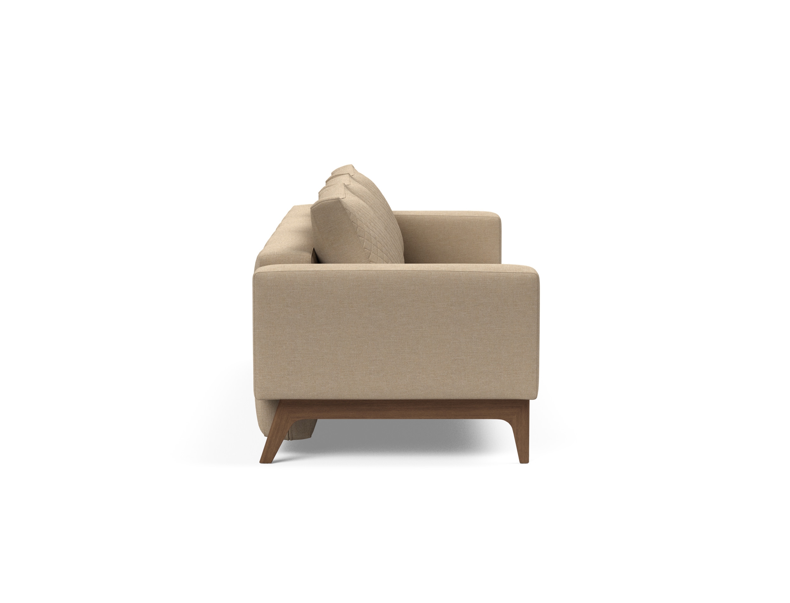 Cassius Quilt Fabric Sofa Bed w/Dark Wood Legs