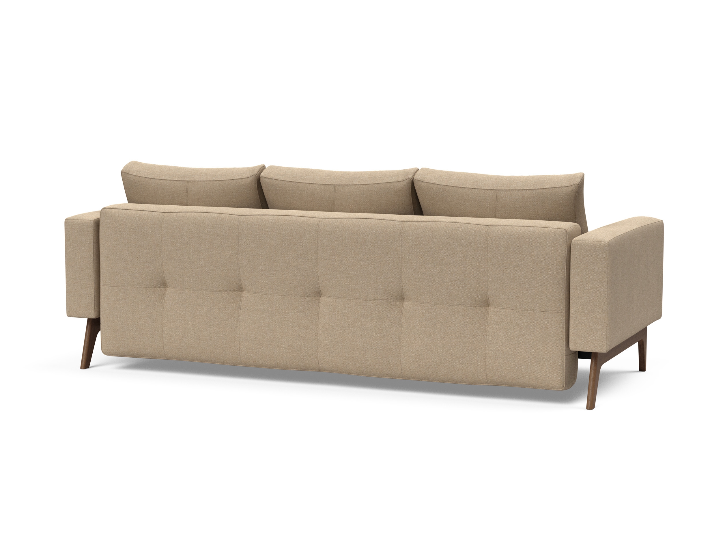 Cassius Quilt Fabric Sofa Bed w/Dark Wood Legs