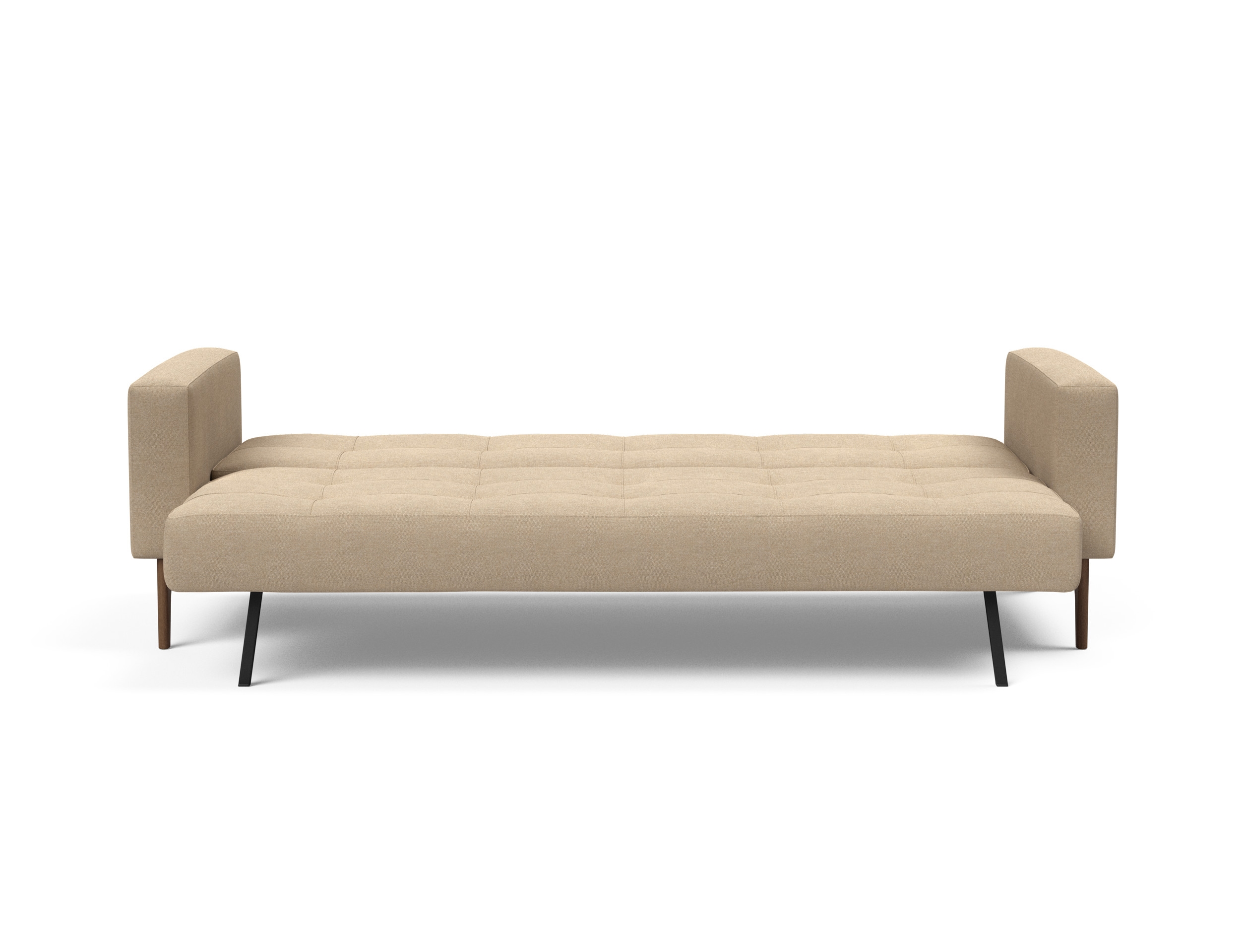 Cassius Quilt Fabric Sofa Bed w/Dark Wood Legs