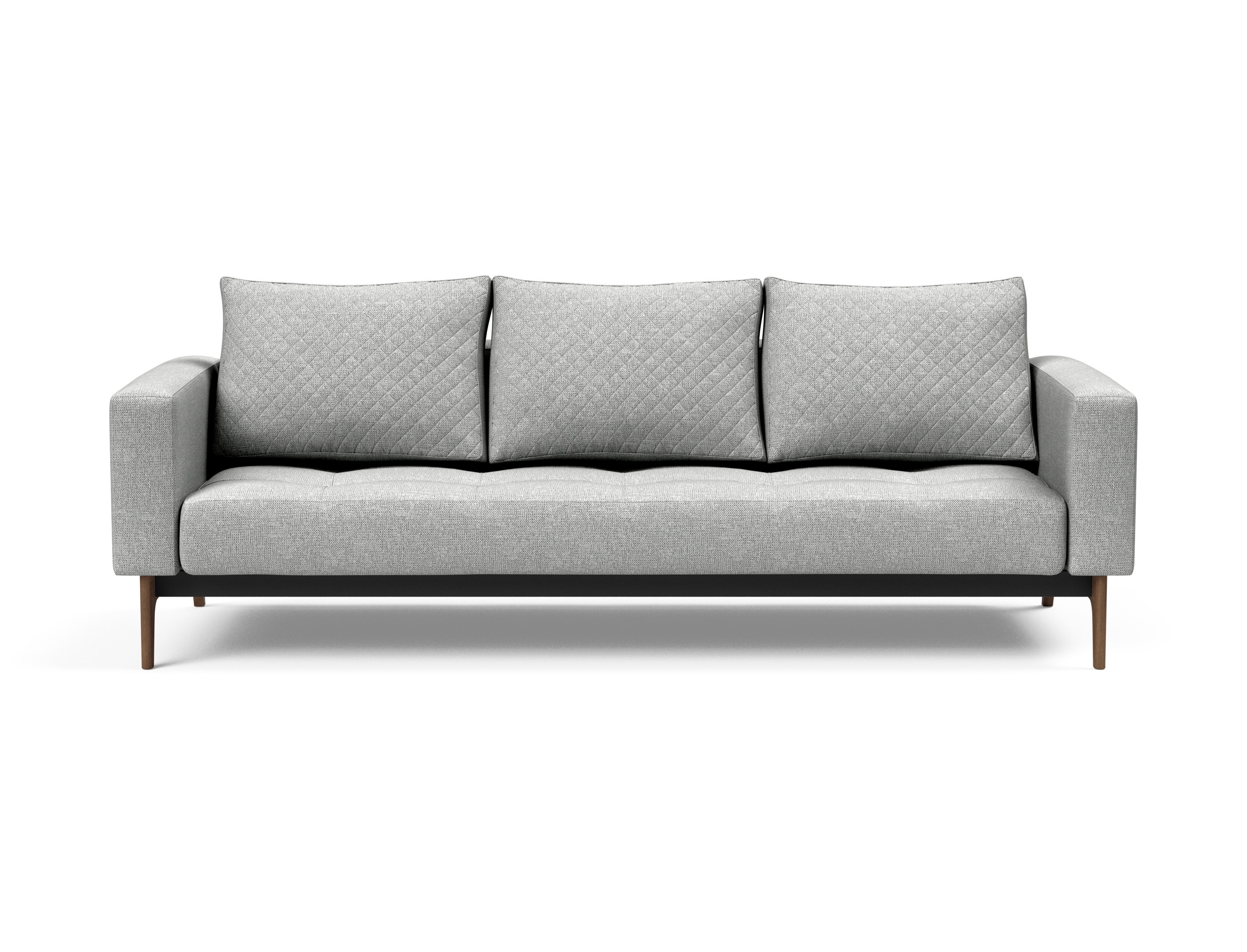 Cassius Quilt Fabric Sofa Bed w/Dark Wood Legs
