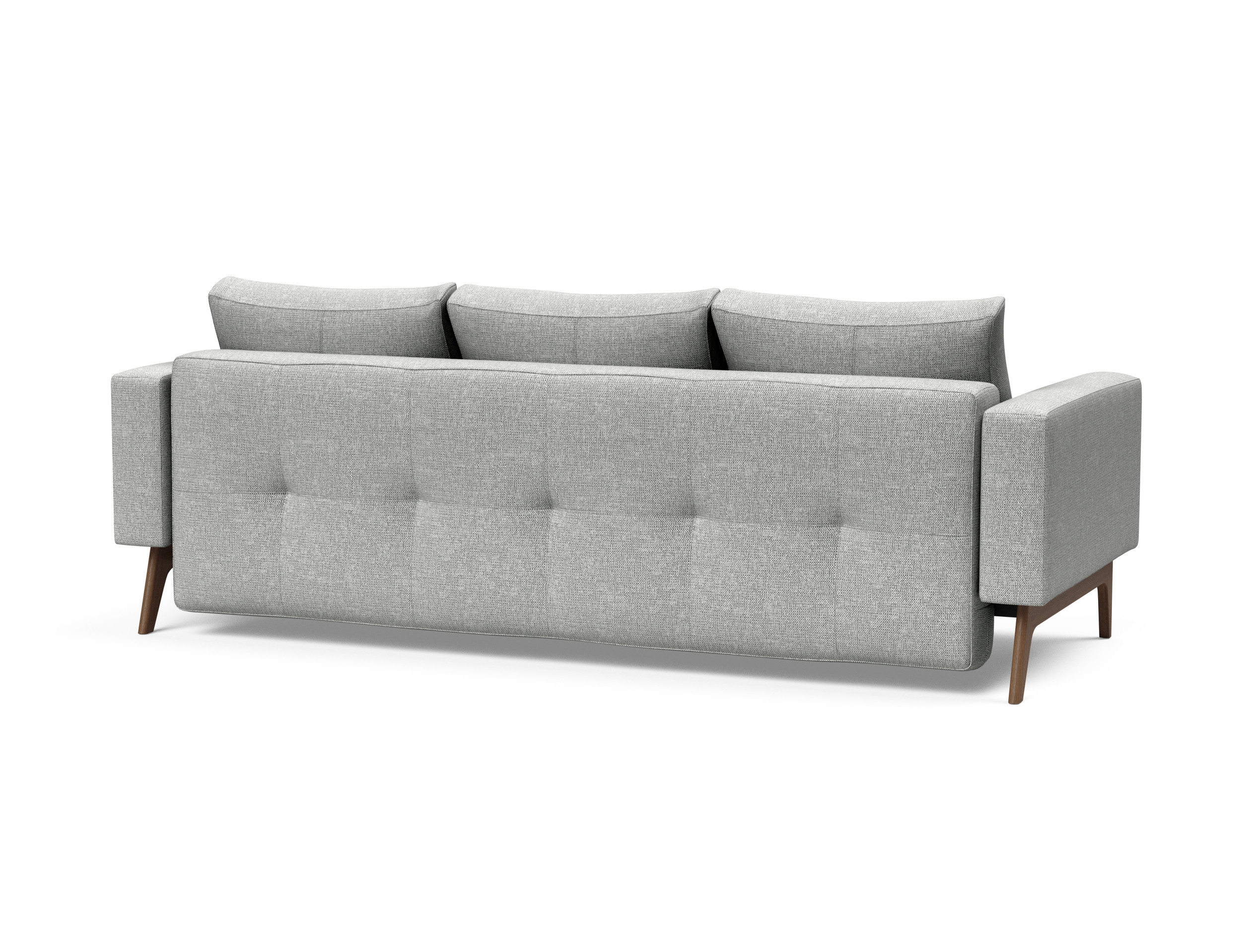 Cassius Quilt Fabric Sofa Bed w/Dark Wood Legs