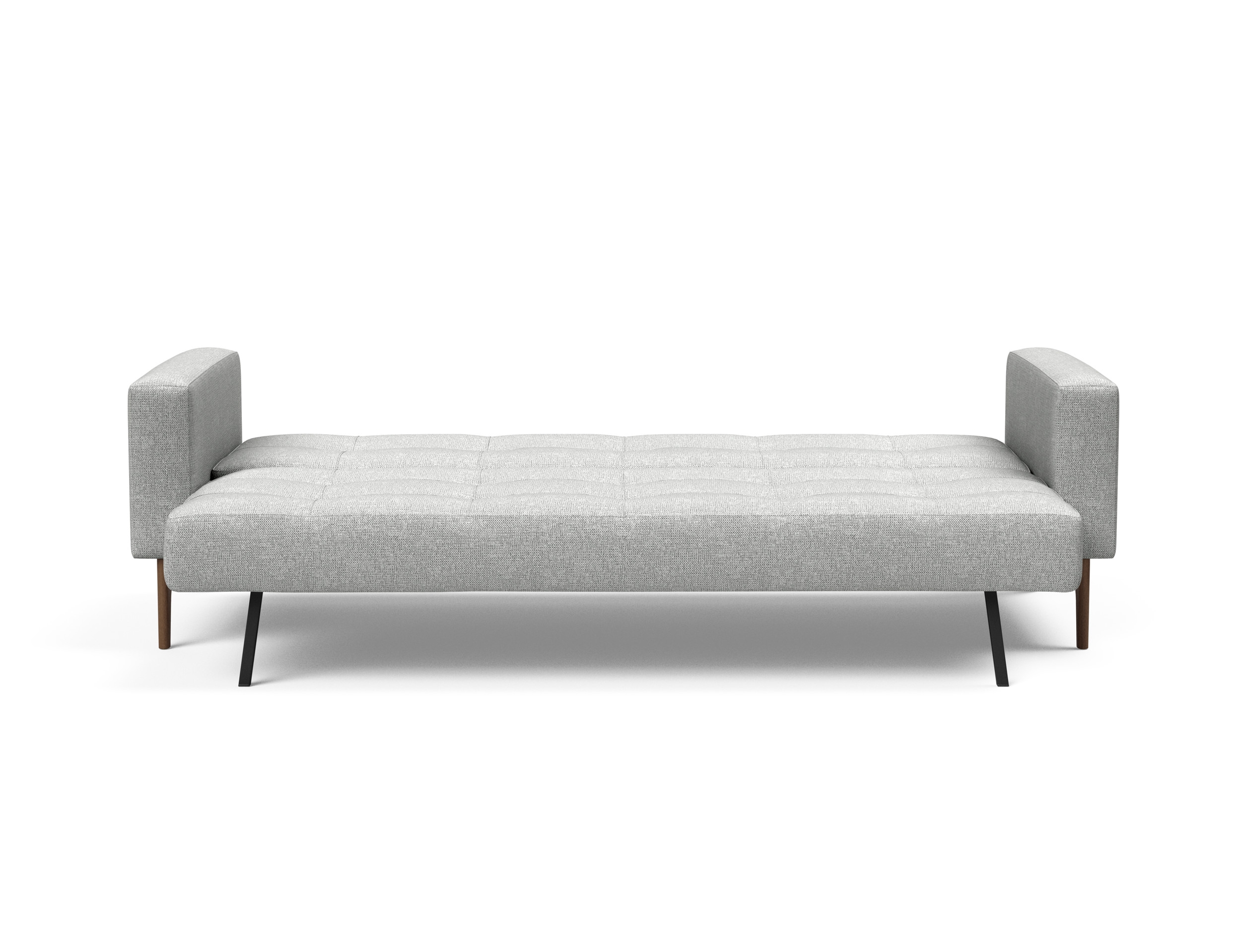 Cassius Quilt Fabric Sofa Bed w/Dark Wood Legs