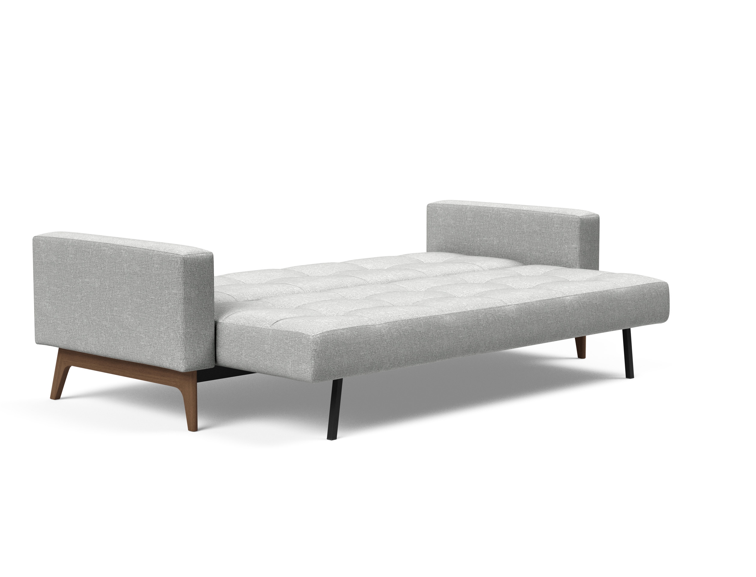 Cassius Quilt Fabric Sofa Bed w/Dark Wood Legs
