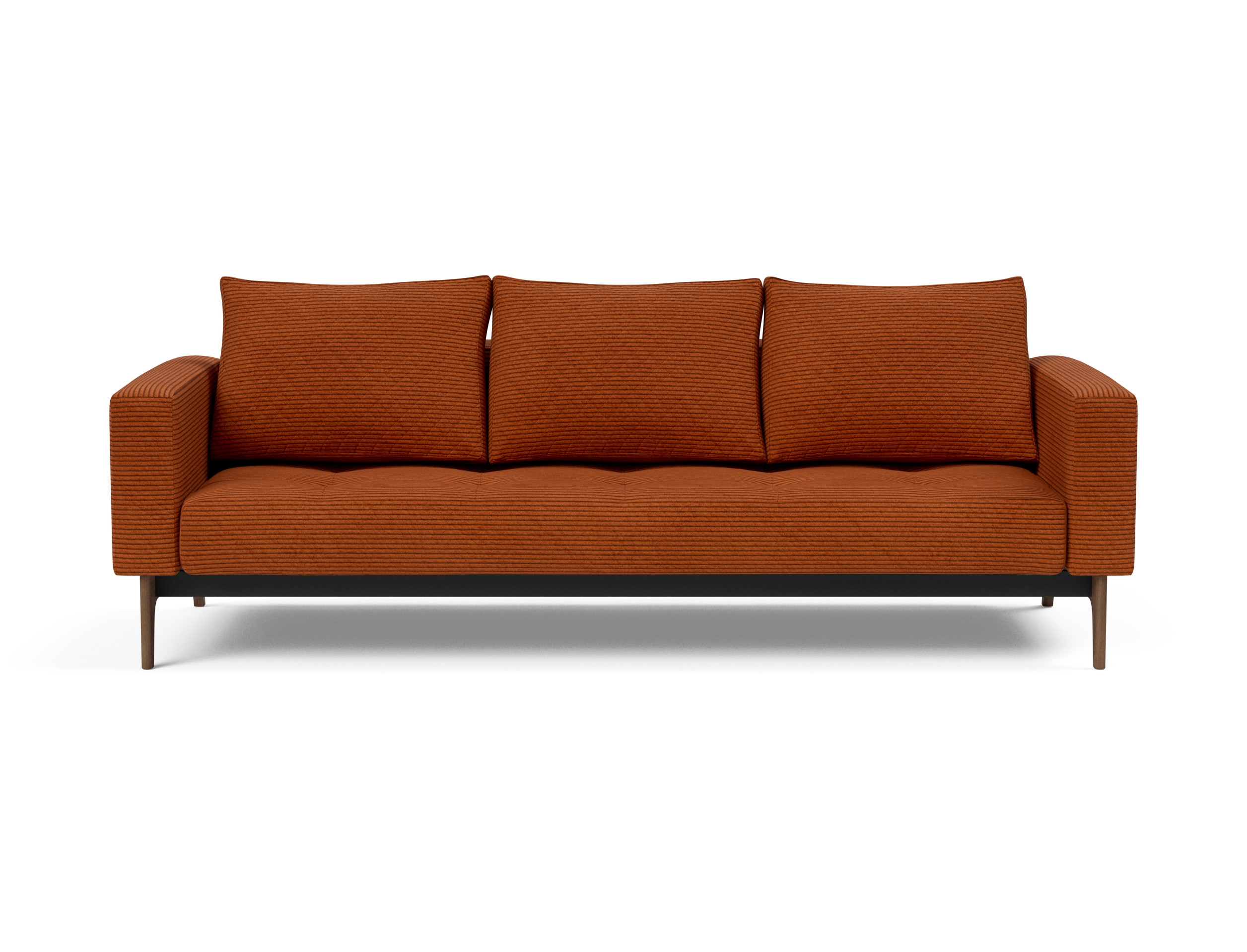 Cassius Quilt Fabric Sofa Bed w/Dark Wood Legs