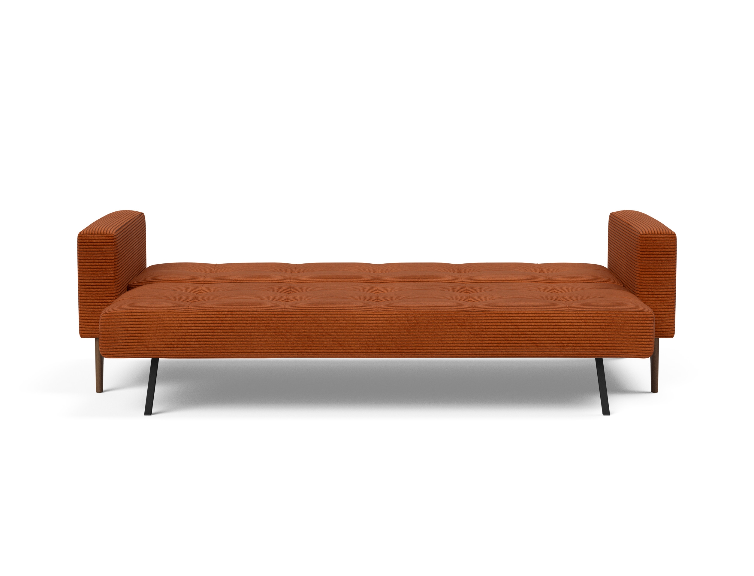 Cassius Quilt Fabric Sofa Bed w/Dark Wood Legs