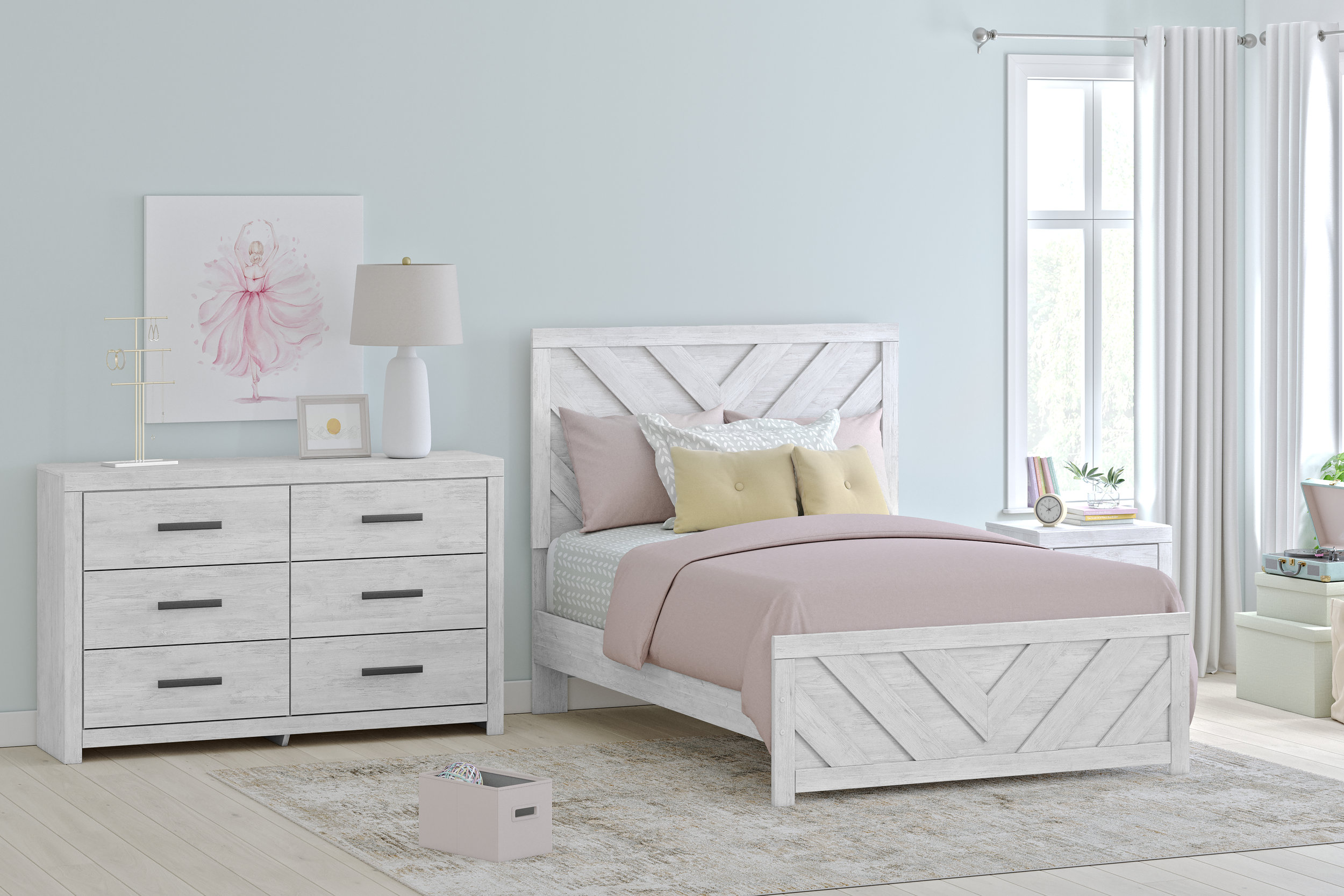 Cayboni MDF/Wood Veneer Panel Bedroom Set