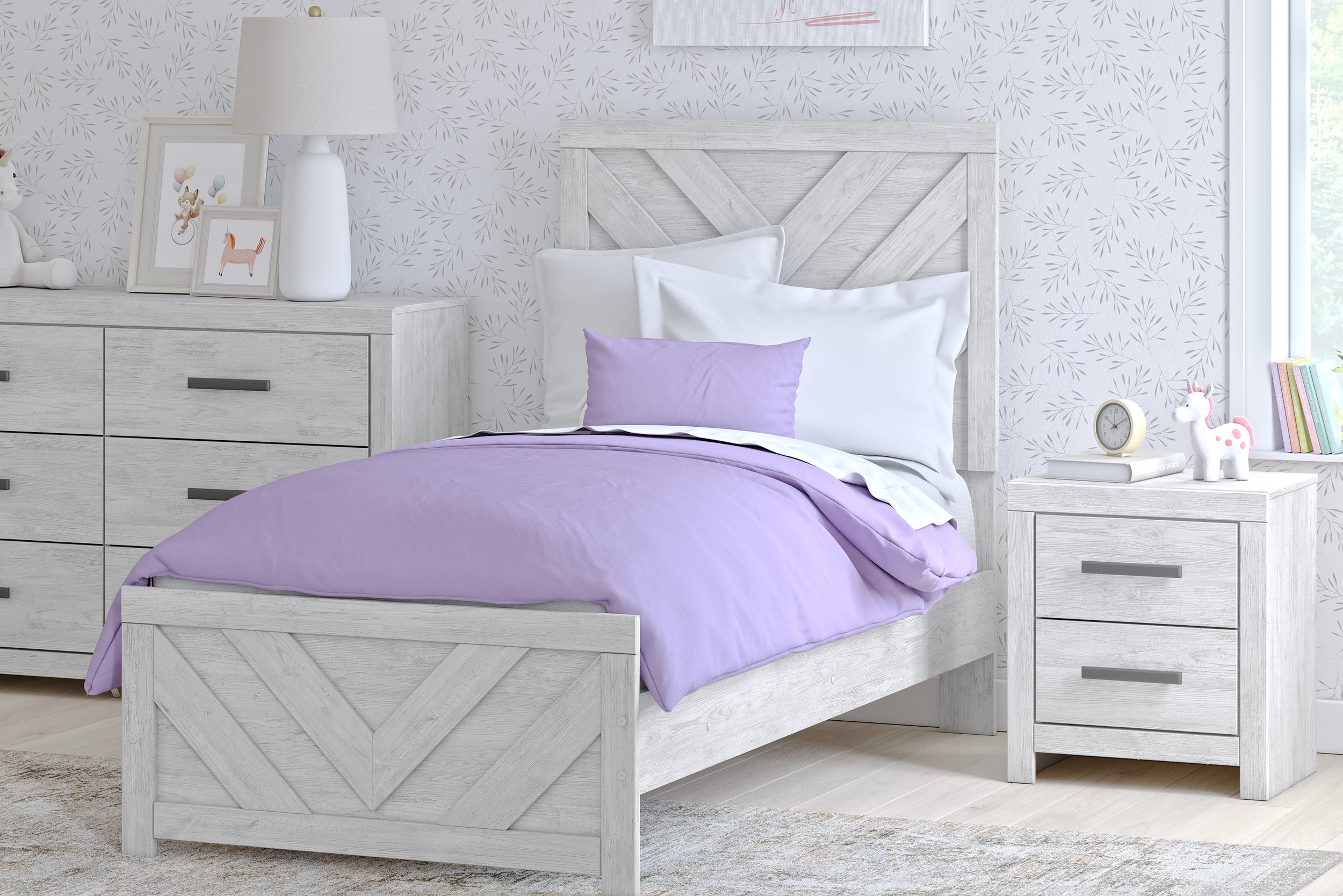 Cayboni MDF/Wood Veneer Panel Bedroom Set