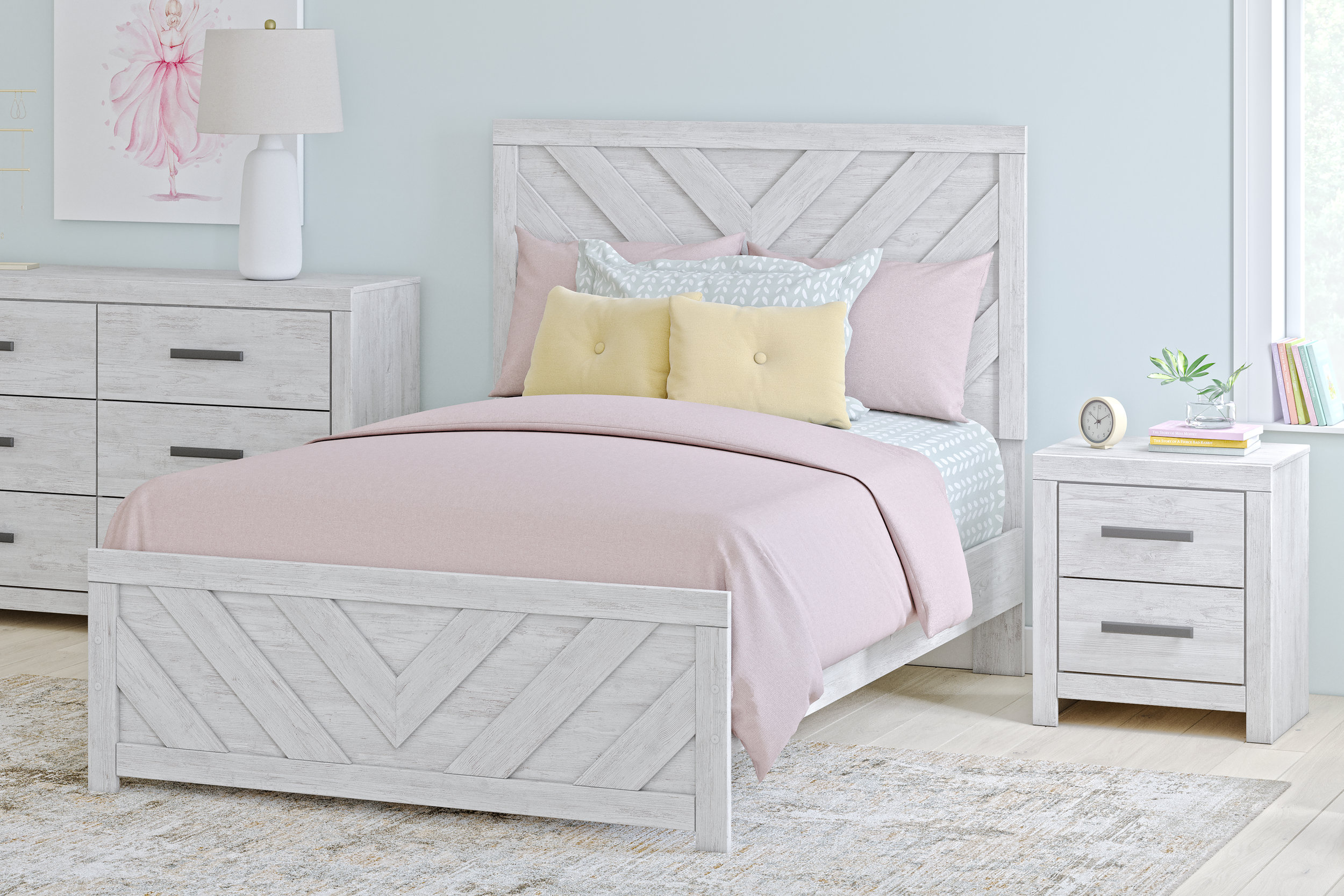 Cayboni MDF/Wood Veneer Panel Bedroom Set