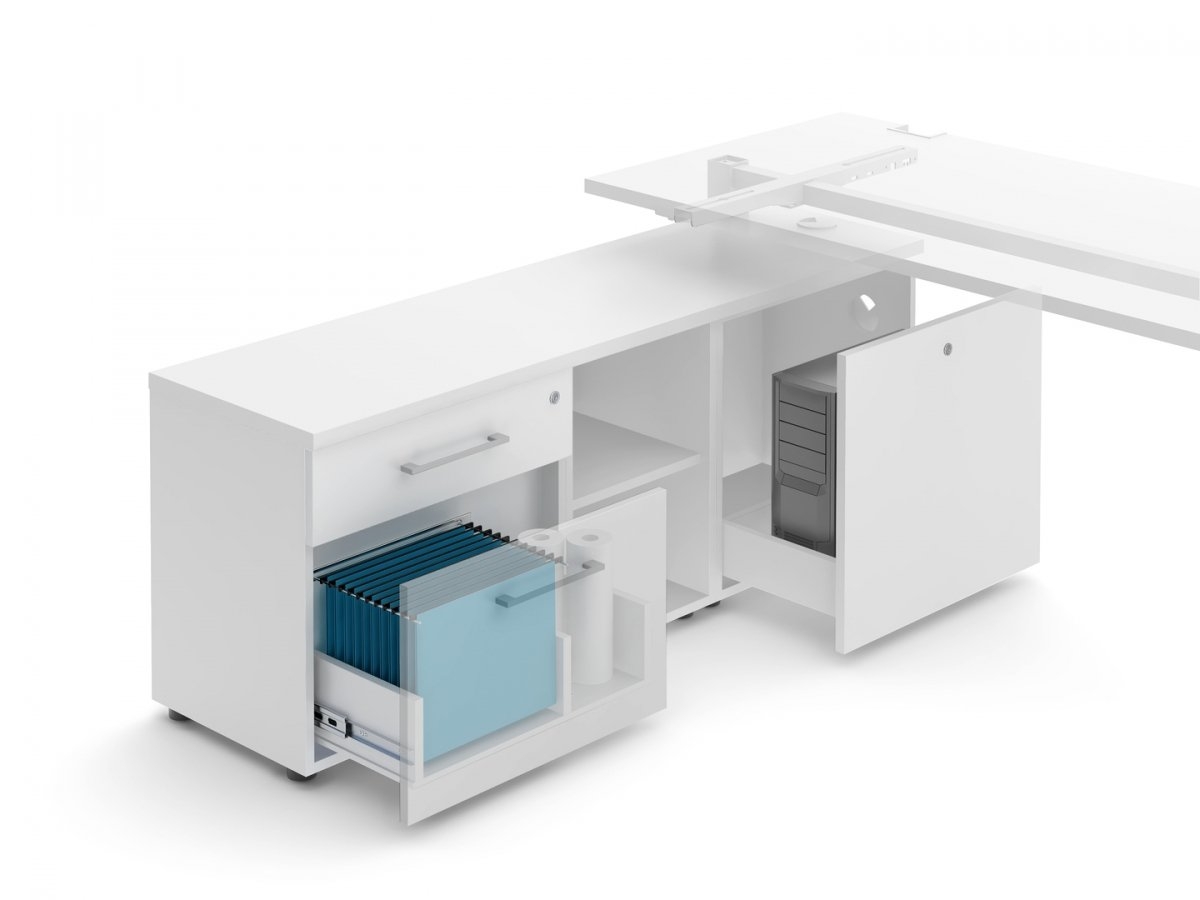 YAN_C MFC Top Rectangular Office Desk w/Managerial Side Storage