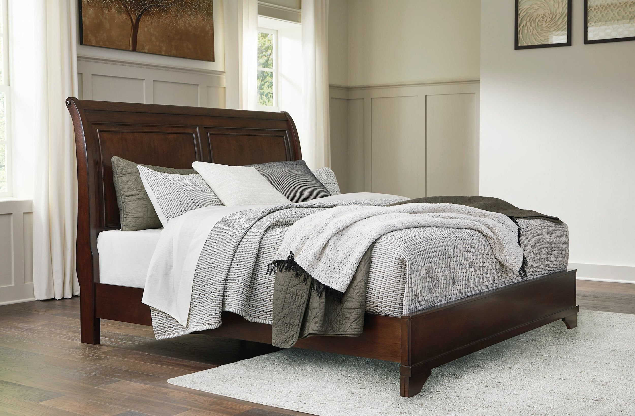 Ashley SM Brookbauer Wood Veneer King Size Sleigh Bed
