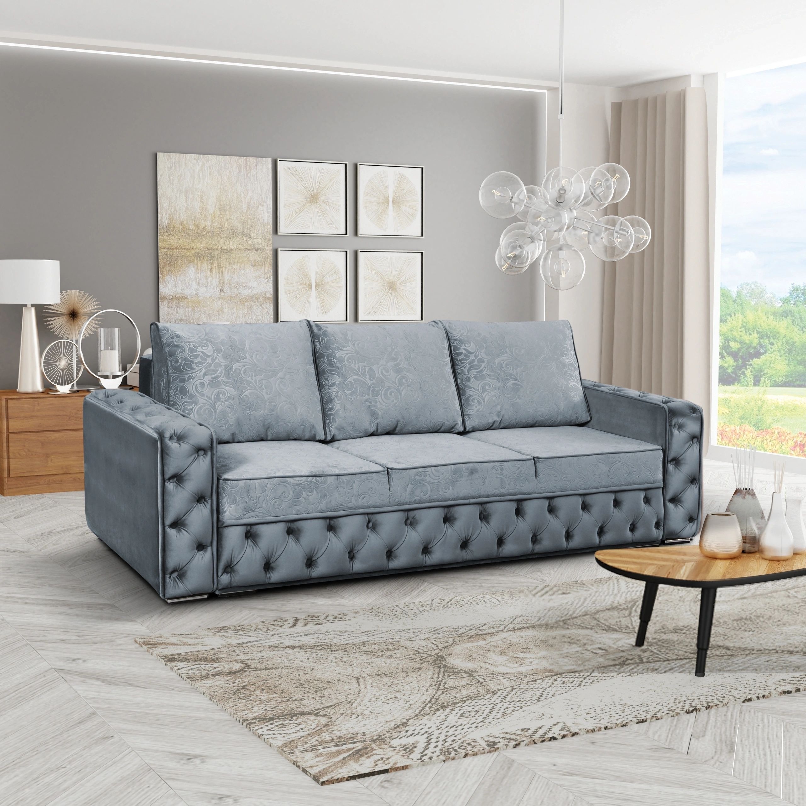 Marylin Fabric Convertible Storage Sofa