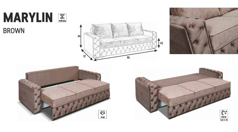 Marylin Fabric Convertible Storage Sofa
