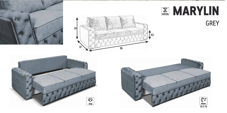 Marylin Fabric Convertible Storage Sofa