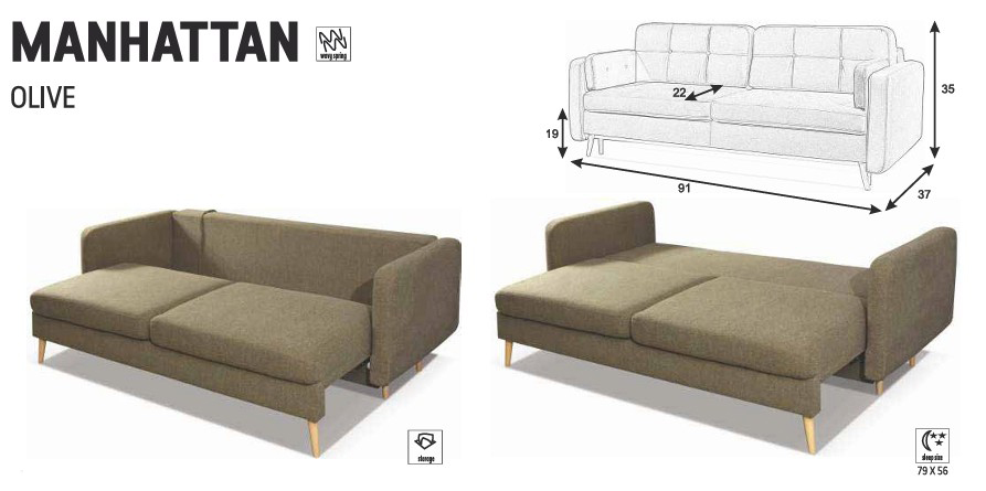 Manhattan Fabric Convertible Storage Sofa