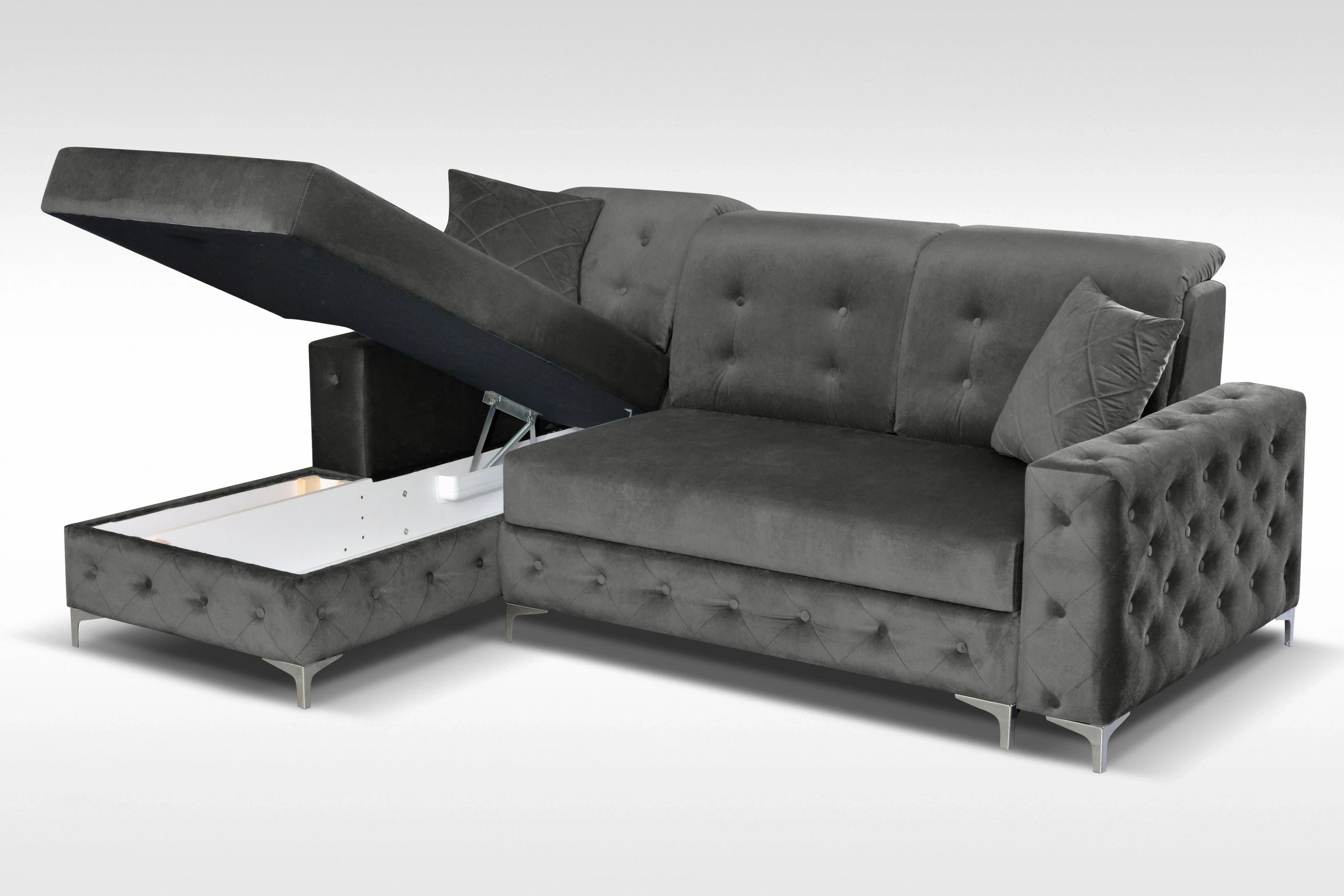 Verso L-Shaped Fabric Left Convertible Storage Sectional Sofa
