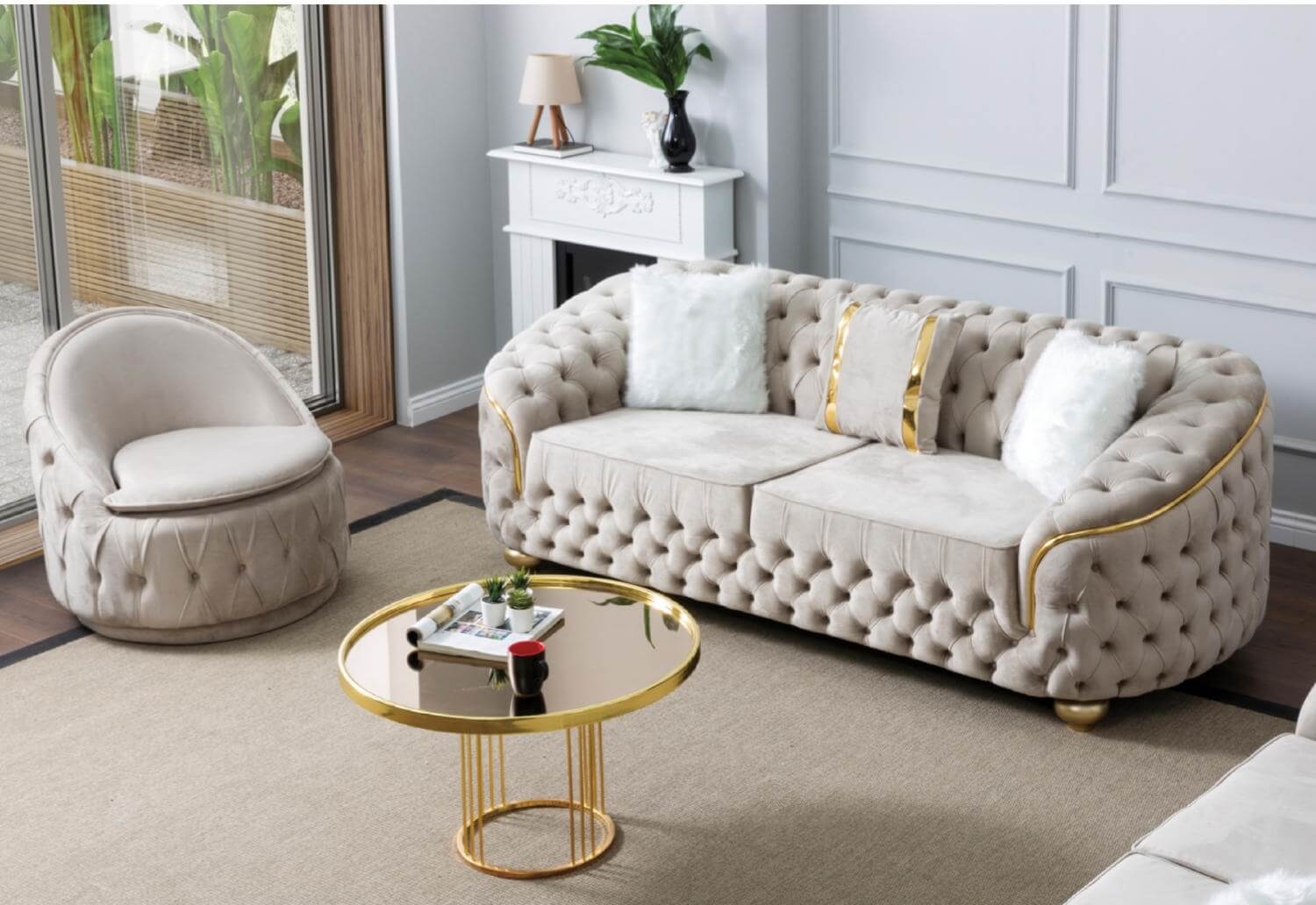 Bursa Tufted Velvet Living Room Set