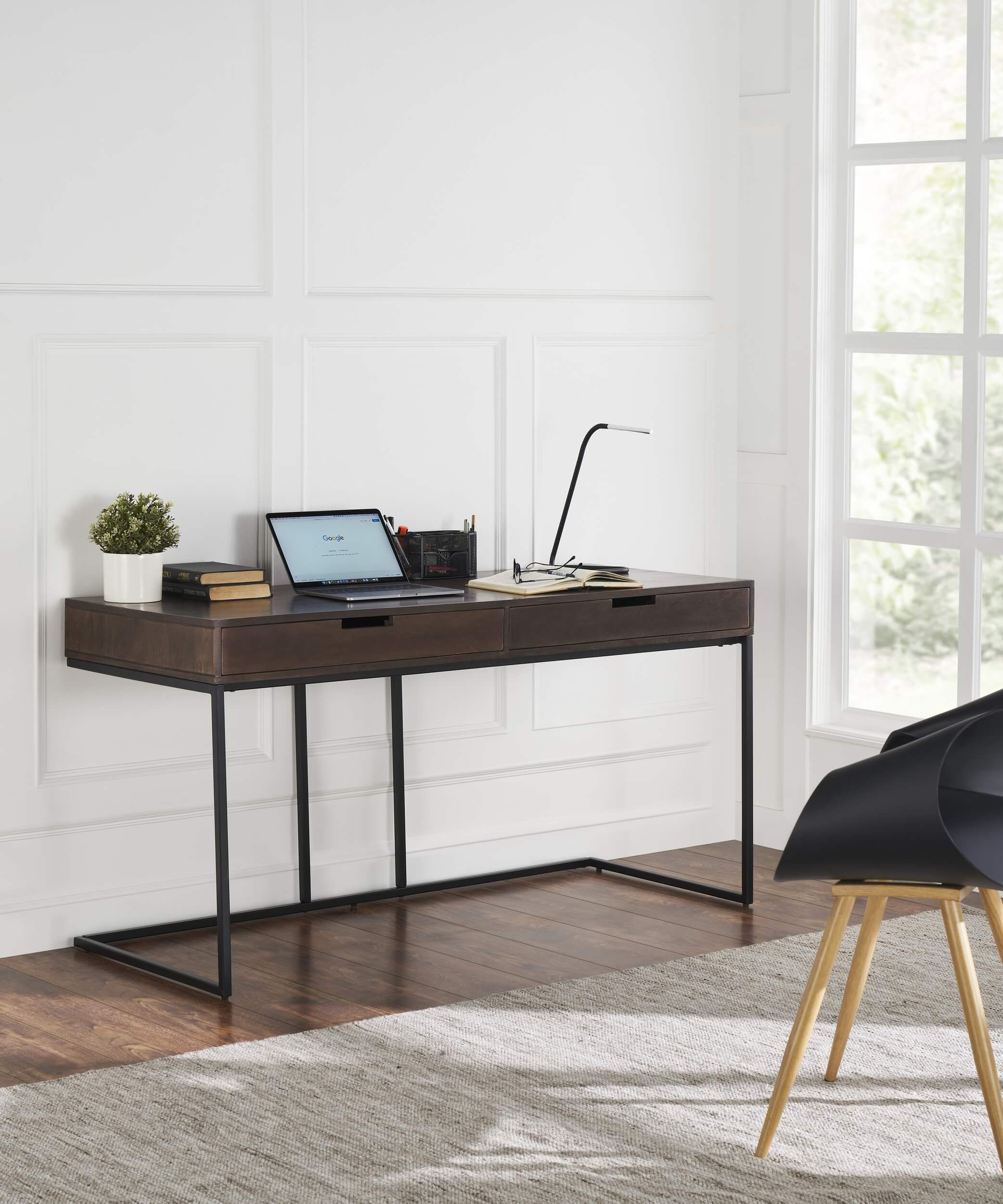 Chester 57" Solid Wood Writing Desk with 2 Drawers