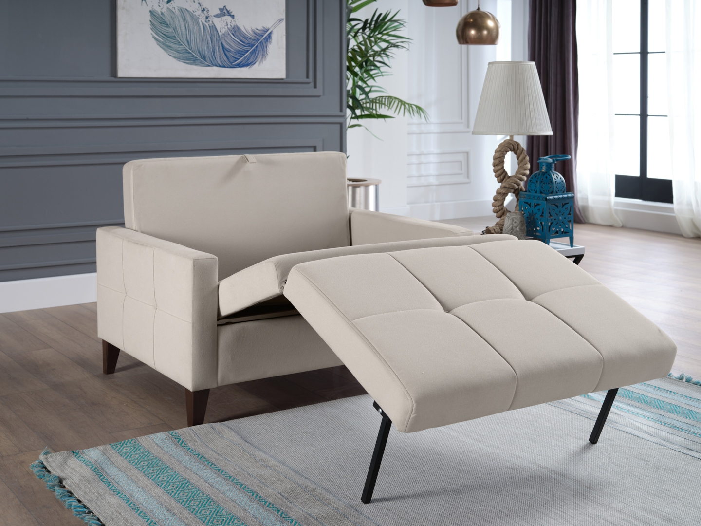 Fabric Sleeper Chair And a Half