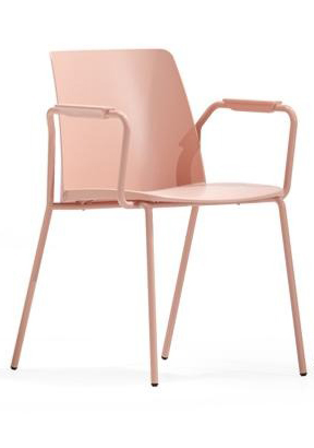 Polytone L Conference Chair w/Plastic Shell & Powder-Coated Steel 4-Leg Frame w/Armrests on Glides