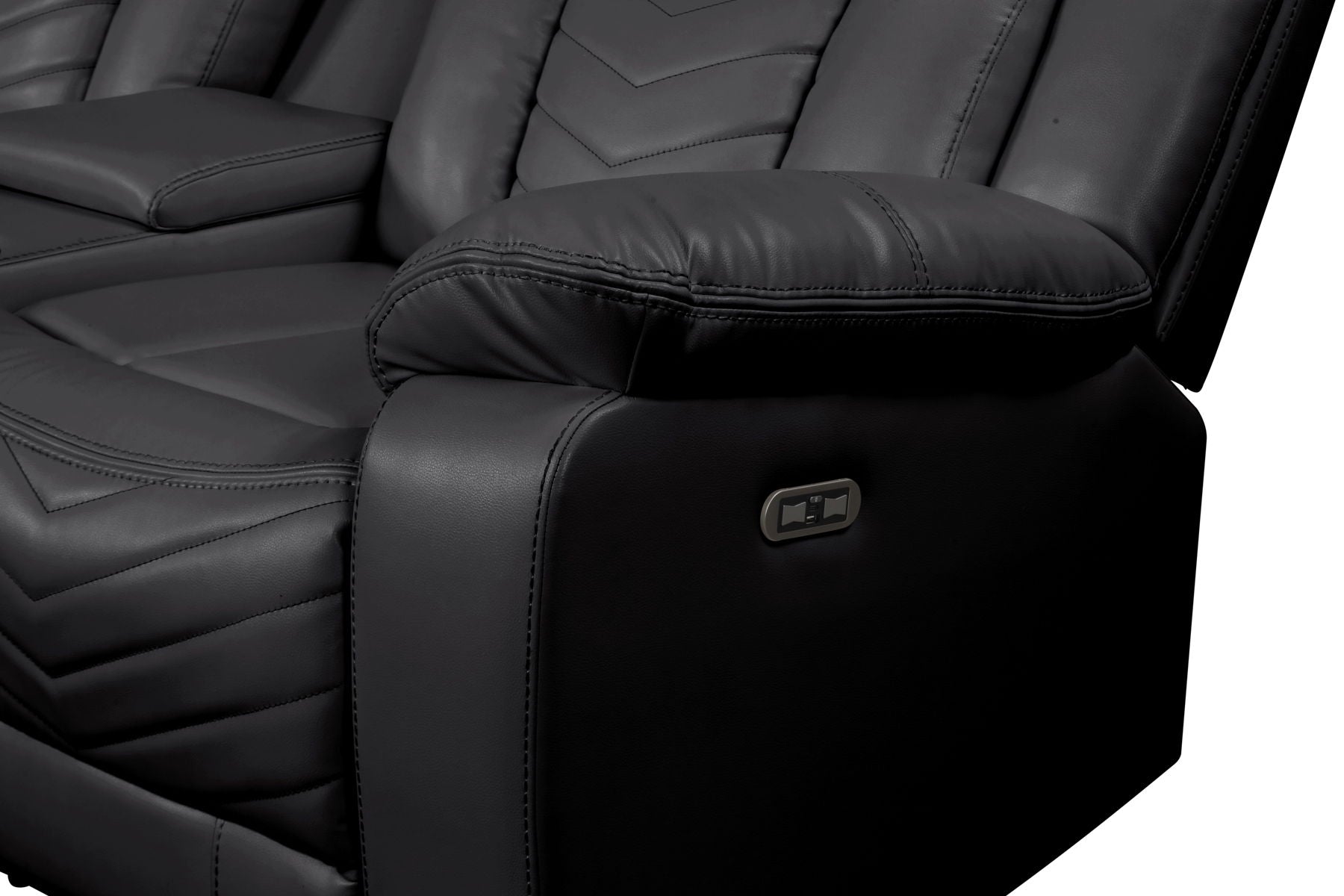 Challenger Faux Leather Recliner Sectional Sofa with Bluetooth Speakers & LED Lights