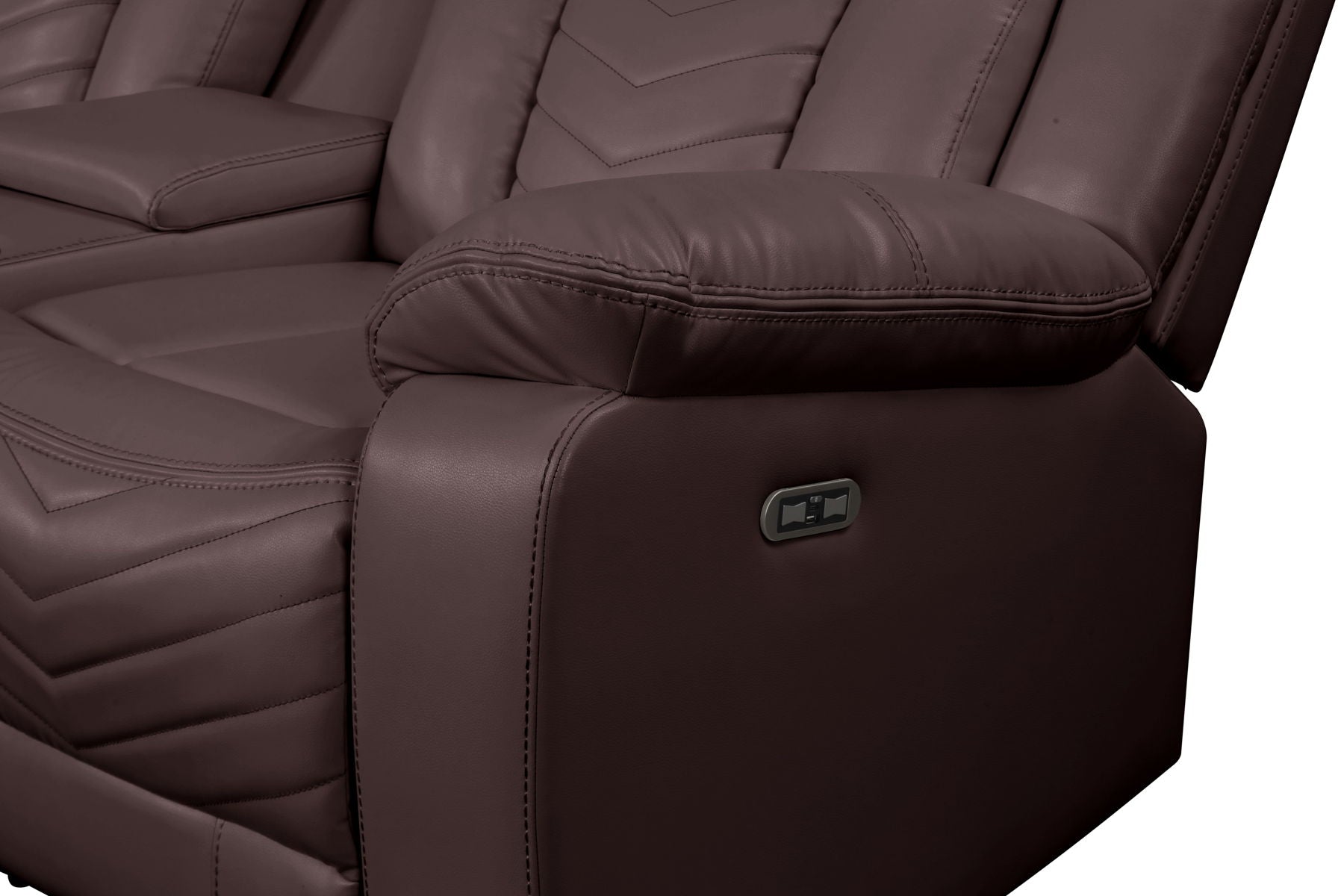 Challenger Faux Leather Recliner Sectional Sofa with Bluetooth Speakers & LED Lights