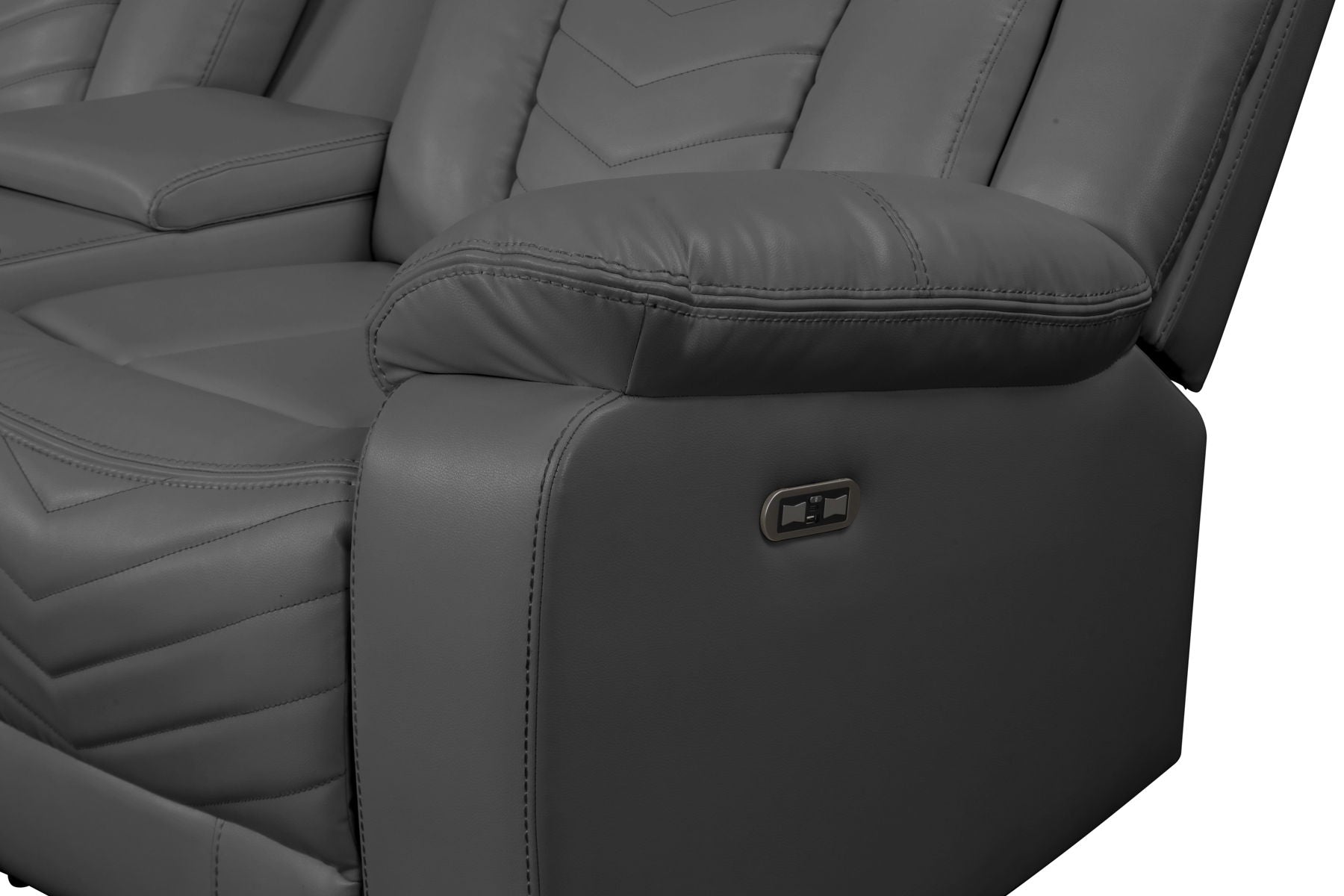 Challenger Faux Leather Recliner Sectional Sofa with Bluetooth Speakers & LED Lights