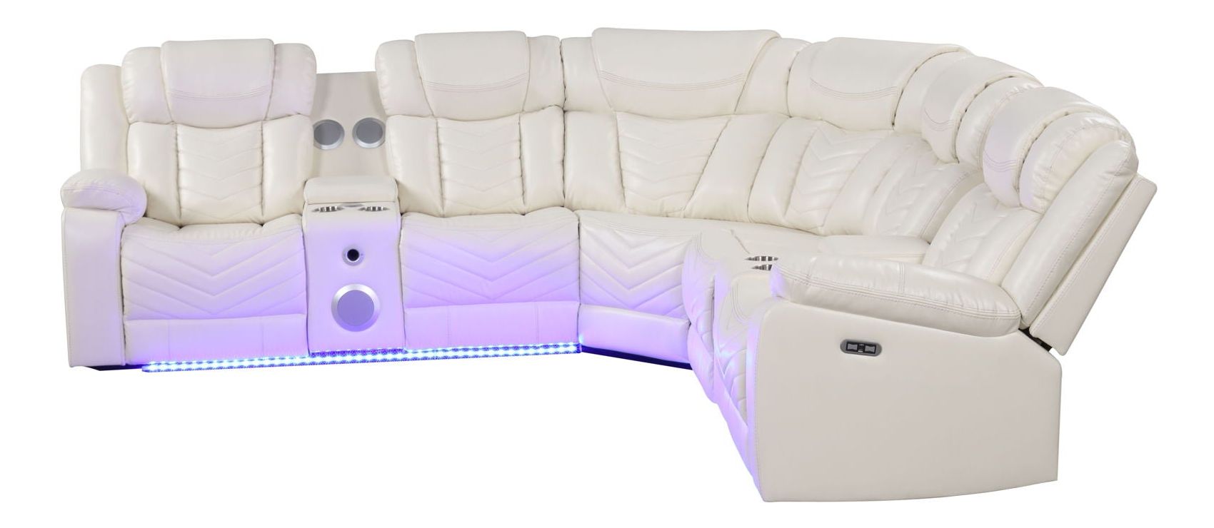 Challenger Faux Leather Recliner Sectional Sofa with Bluetooth Speakers & LED Lights