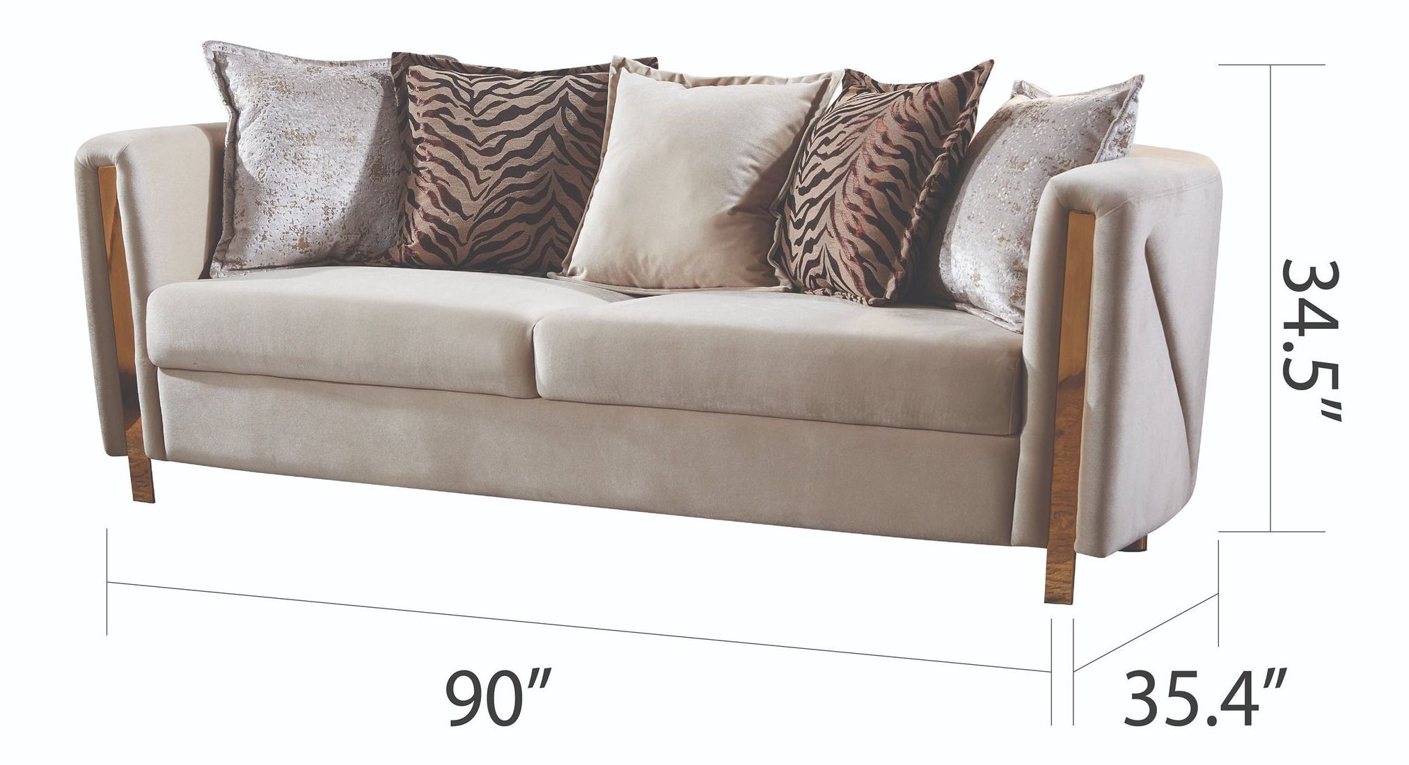 palet au volant  Save Visit site Chanelle Beige Thick Velvet Fabric Upholstered Loveseat 