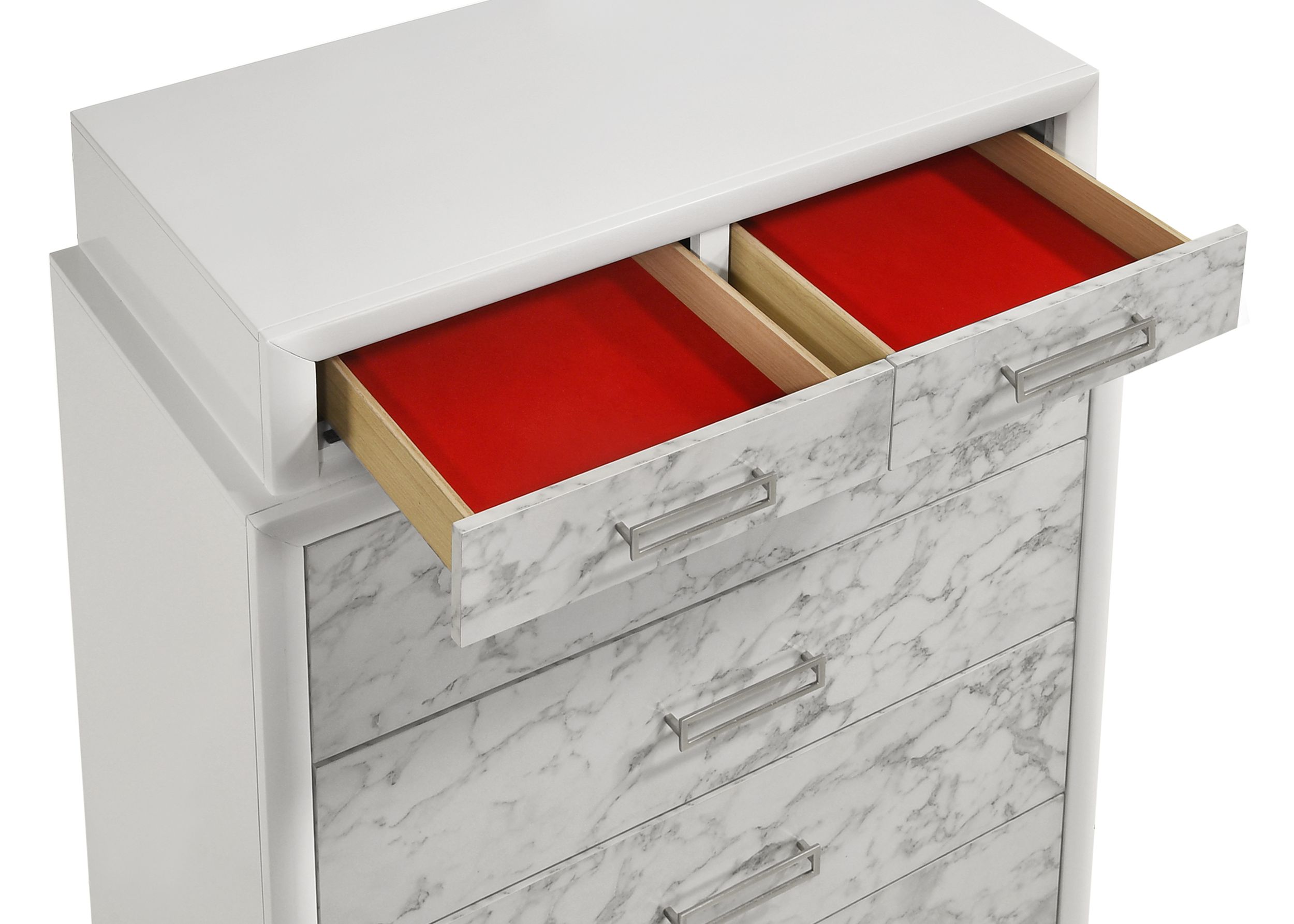Soul Queen 4PC Set including Manufactured Wood & Marble Accents in White