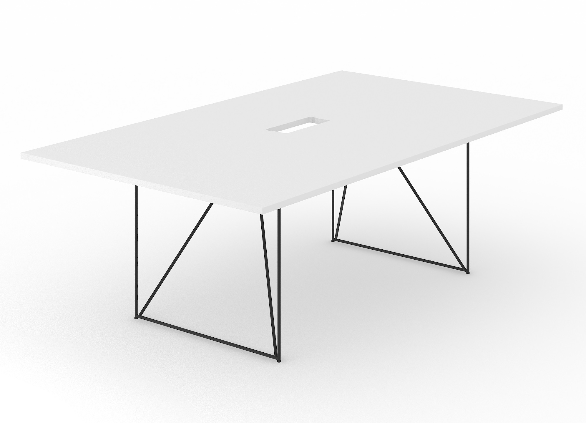 Air Rectangular Meeting Table w/Metal Frame & Grommet for 8 Persons