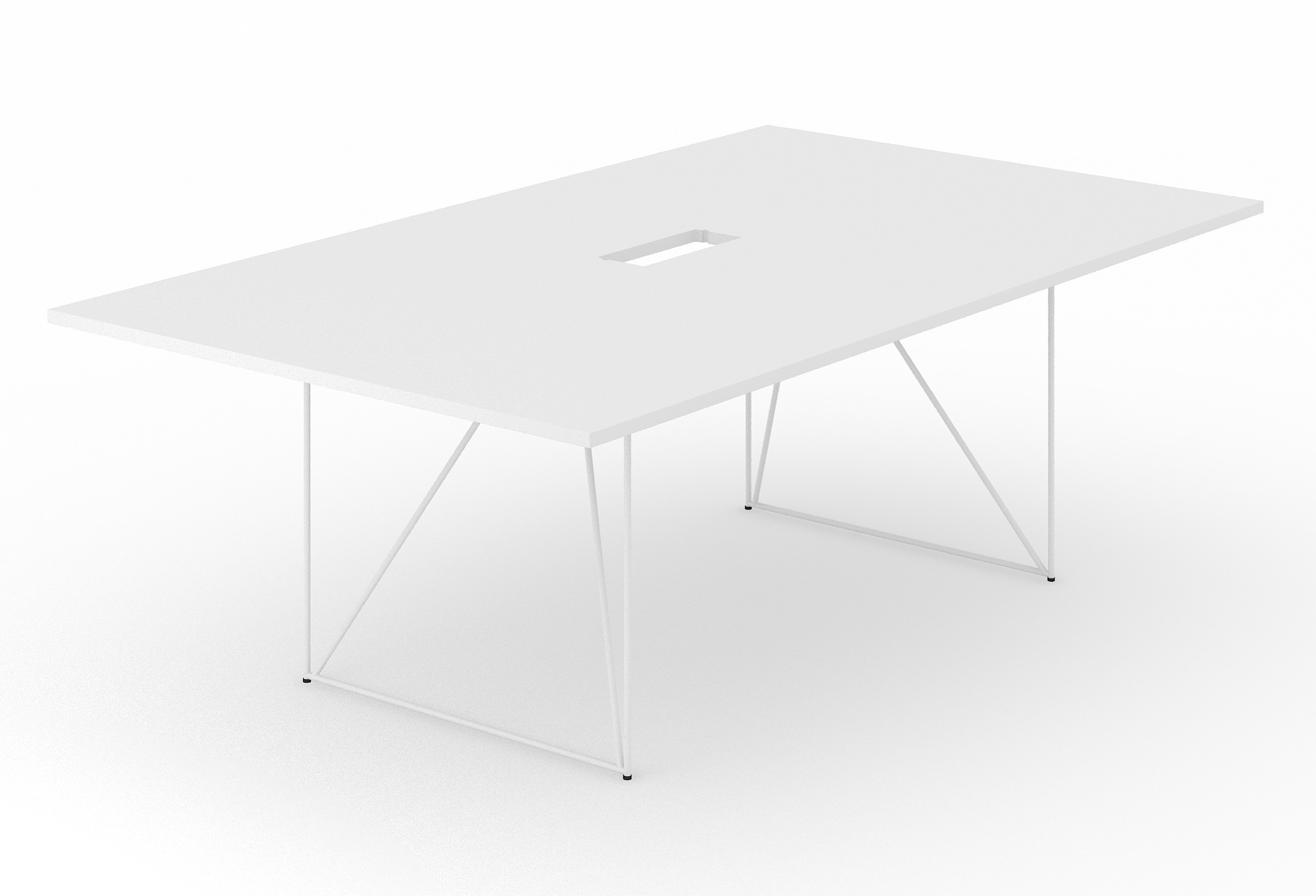 Air Rectangular Meeting Table w/Metal Frame & Grommet for 8 Persons