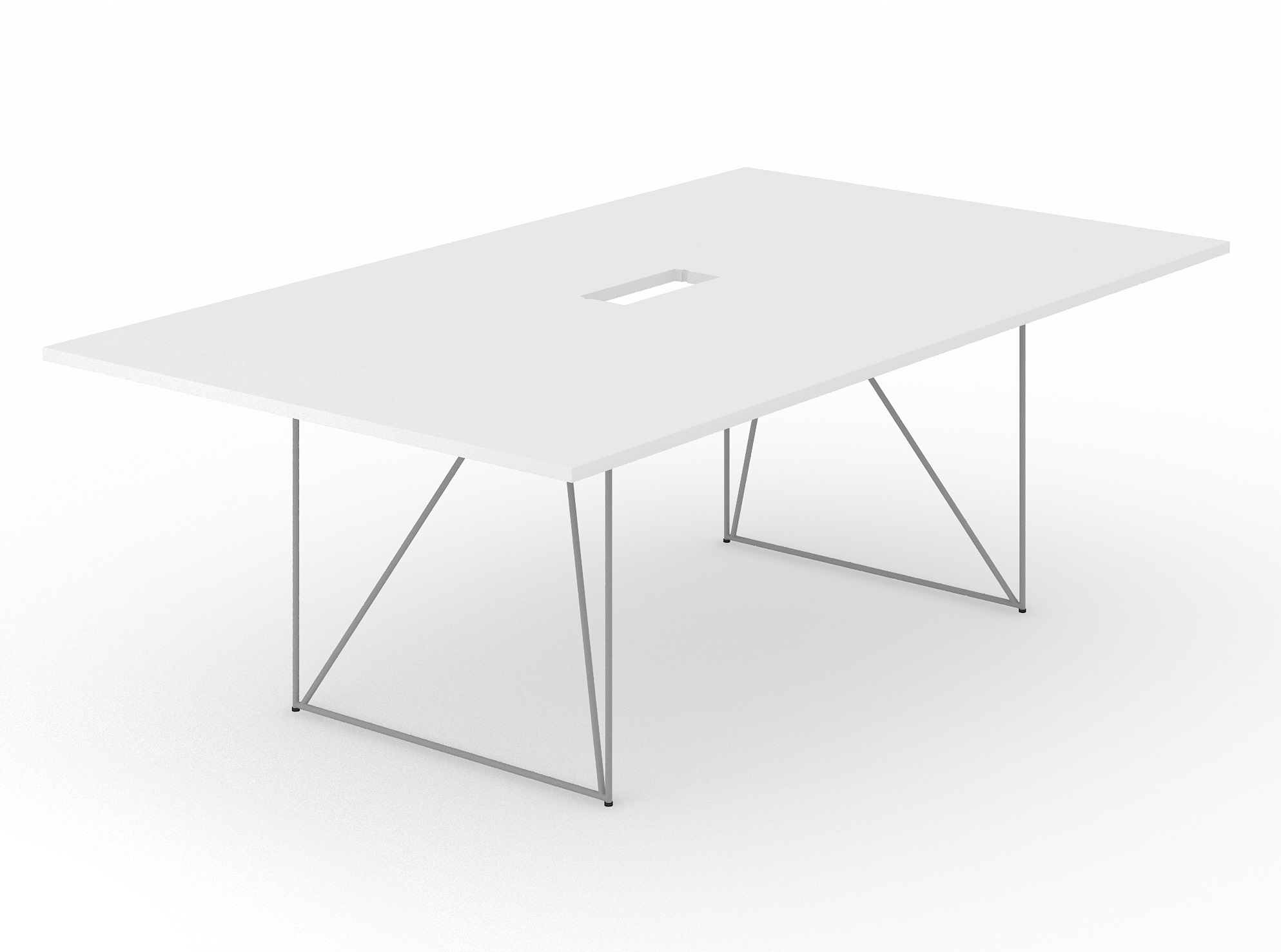 Air Rectangular Meeting Table w/Metal Frame & Grommet for 8 Persons