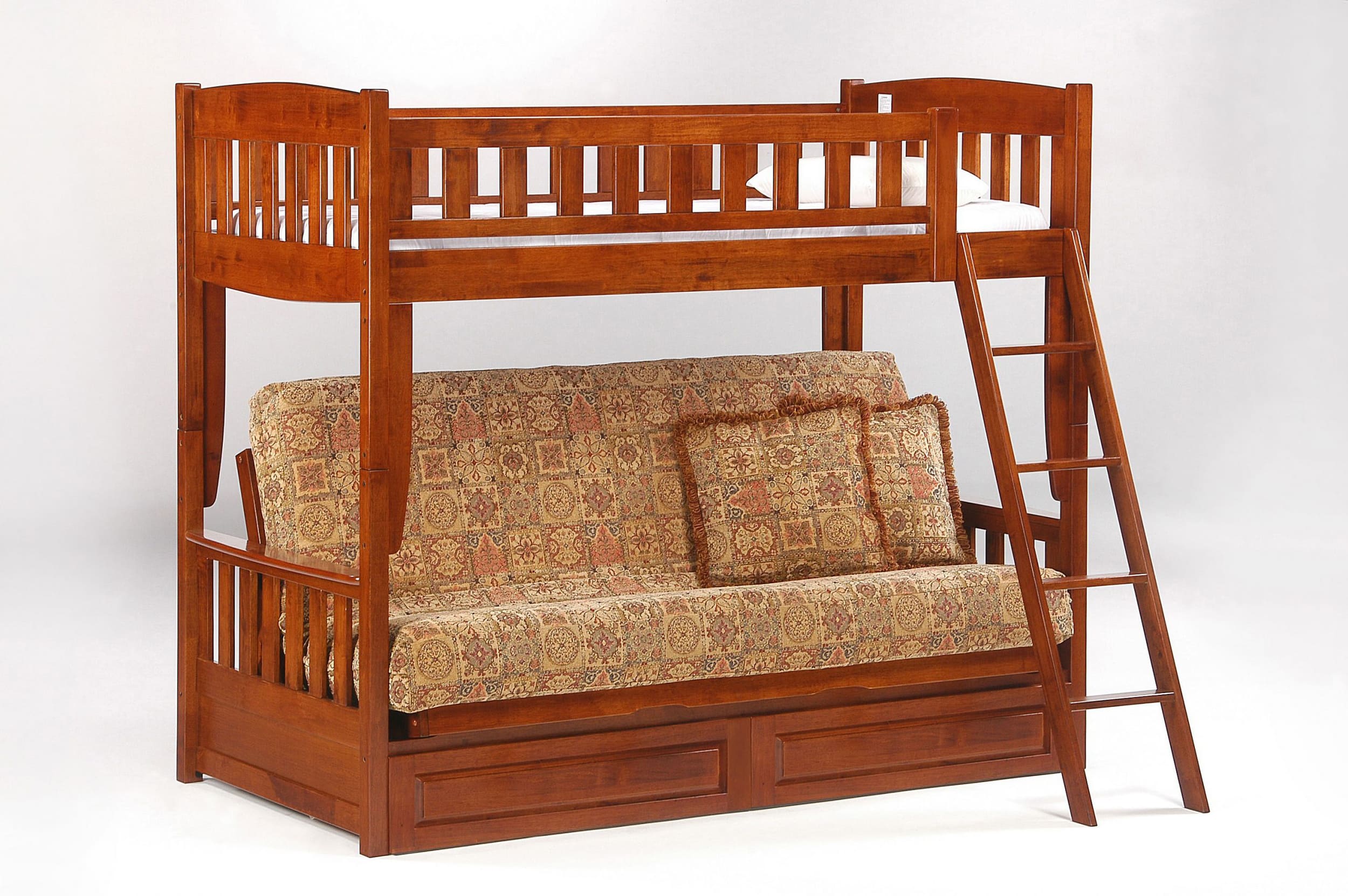 Cinnamon Wood Bunk/Futon Bed, Twin/Full Size