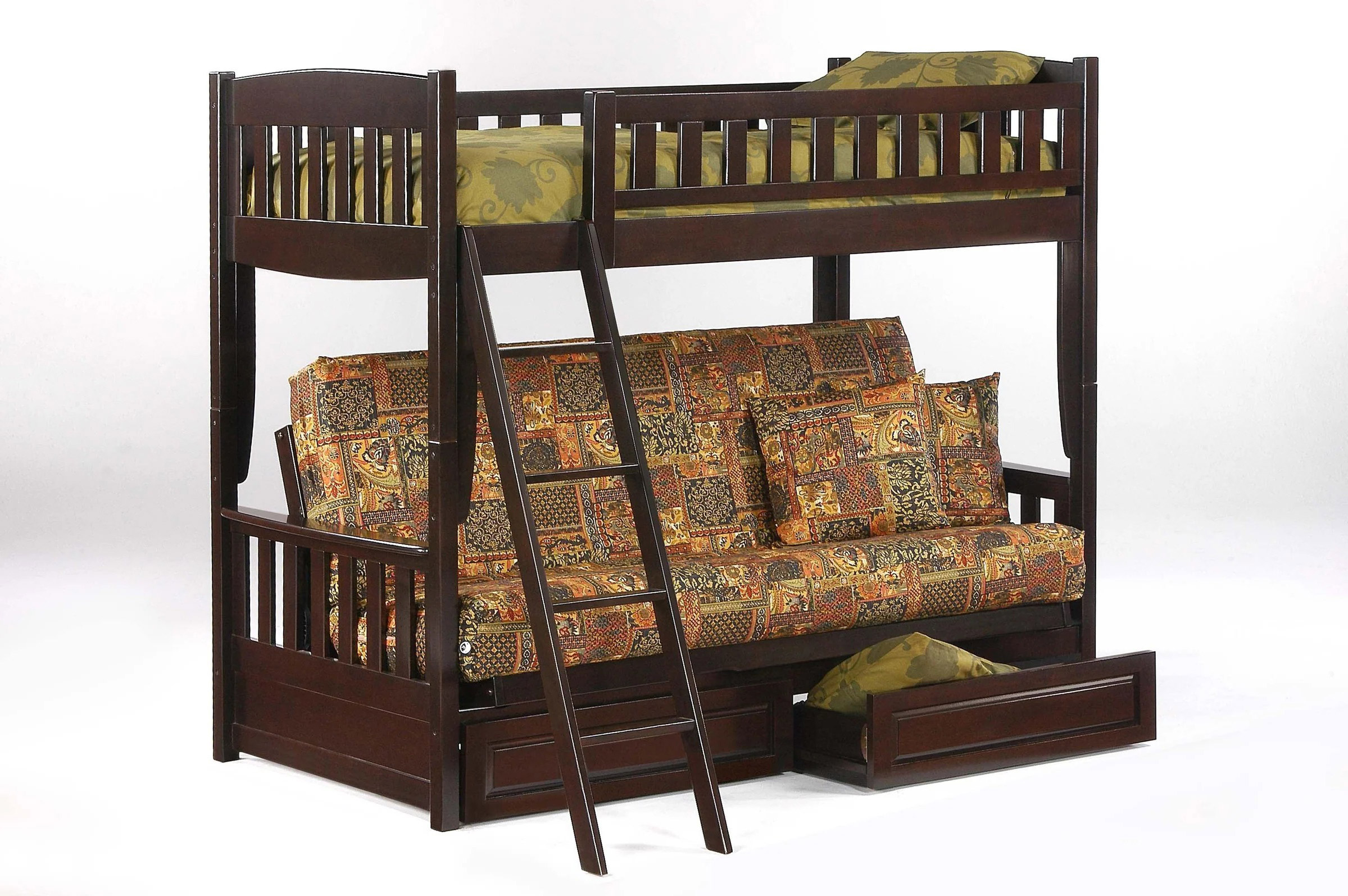 Cinnamon Wood Bunk/Futon Bed, Twin/Full Size