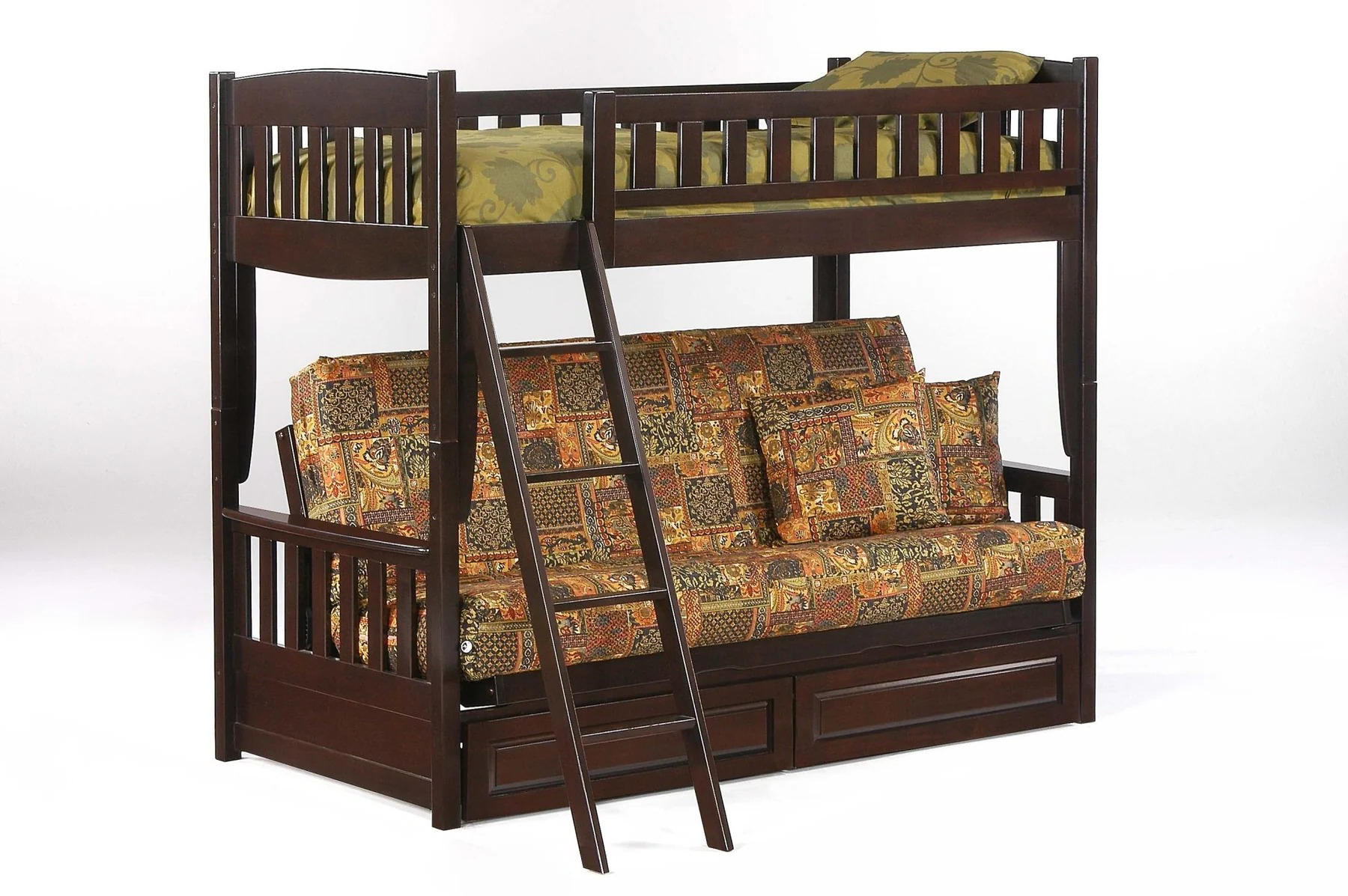 Cinnamon Wood Bunk/Futon Bed, Twin/Full Size