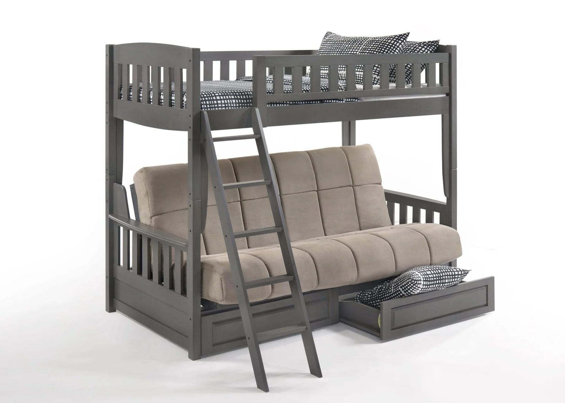 Cinnamon Wood Bunk/Futon Bed, Twin/Full Size