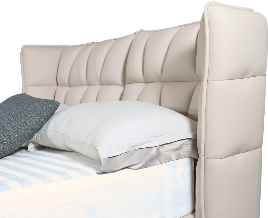 Claire Full Leather Upholstered Platform Bed with Tufted Headboard