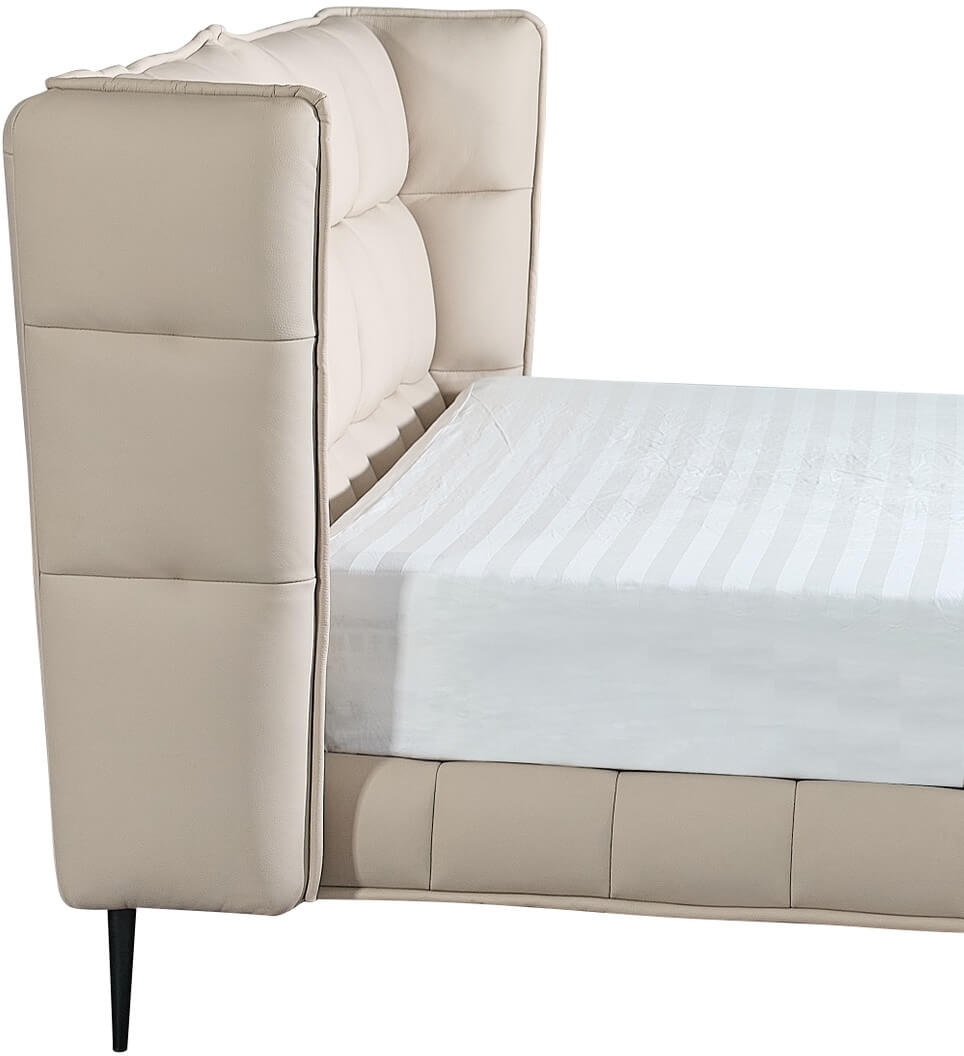 Claire Full Leather Upholstered Platform Bed with Tufted Headboard
