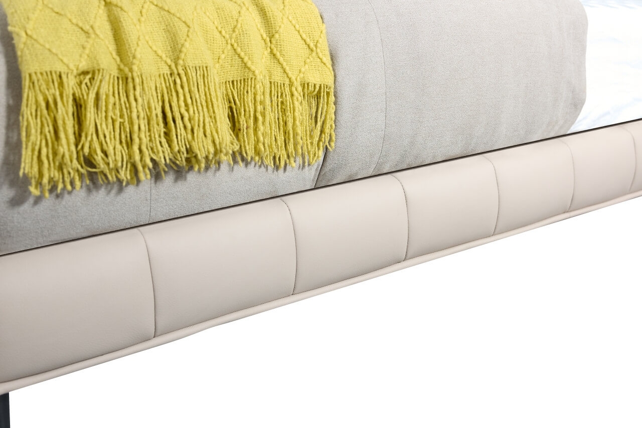 Claire Full Leather Upholstered Platform Bed with Tufted Headboard