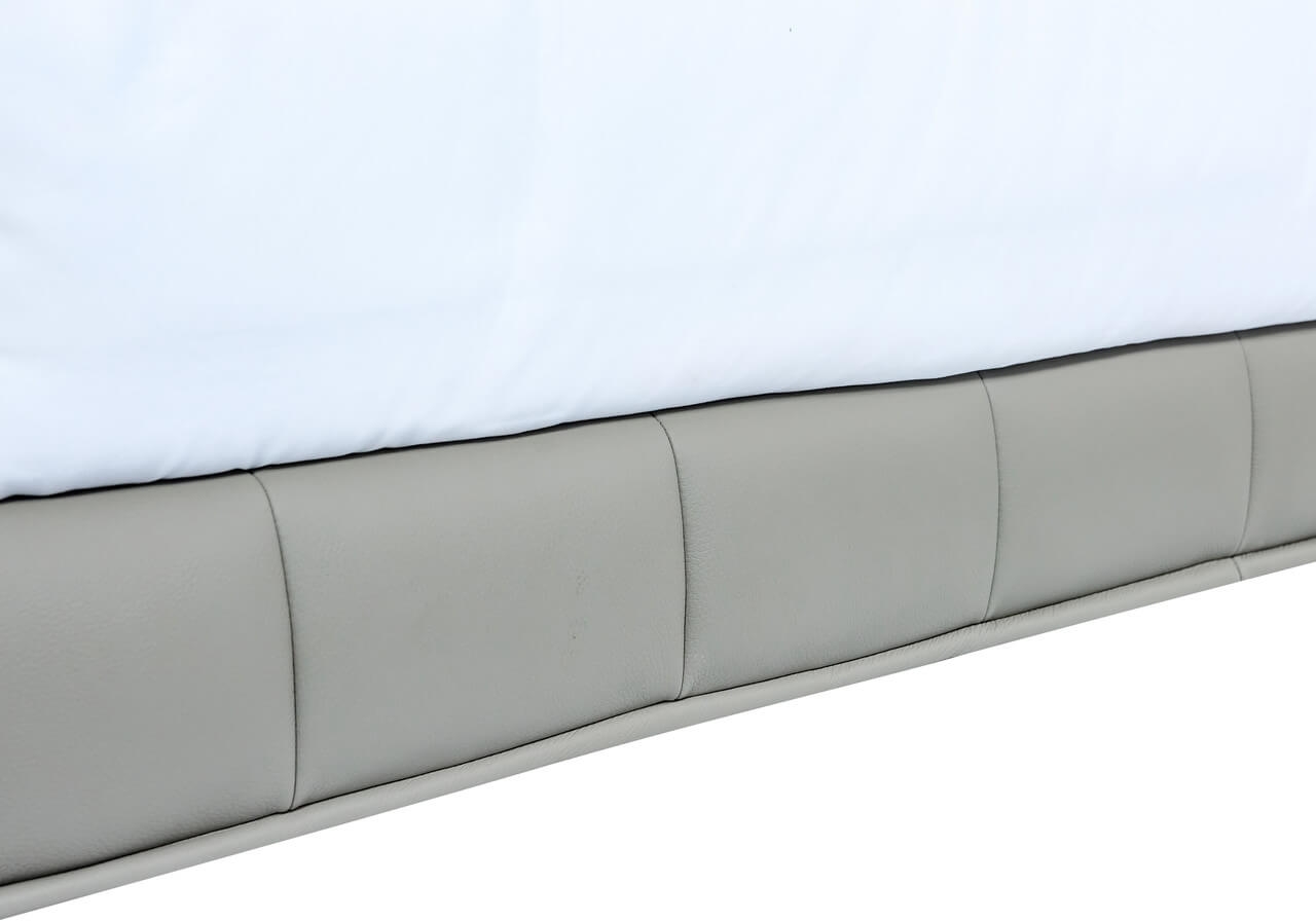 Claire Full Leather Upholstered Platform King Size Bed with Tufted Headboard