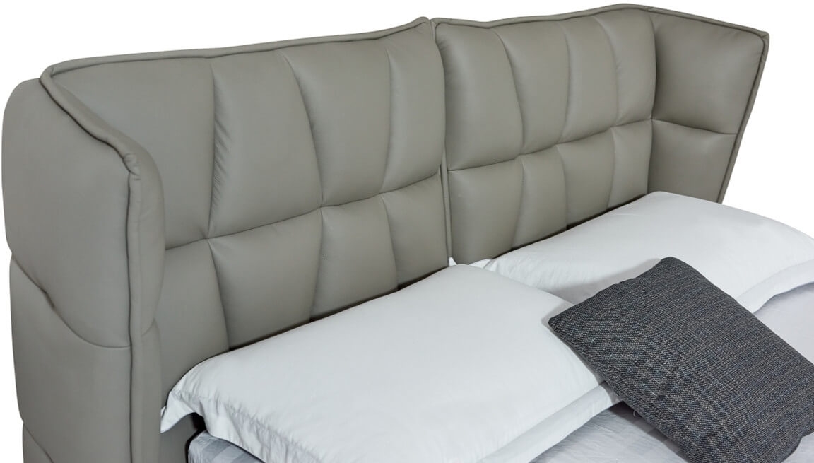 Claire Full Leather Upholstered Platform King Size Bed with Tufted Headboard
