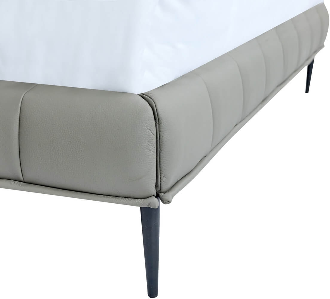 Claire Full Leather Upholstered Platform King Size Bed with Tufted Headboard
